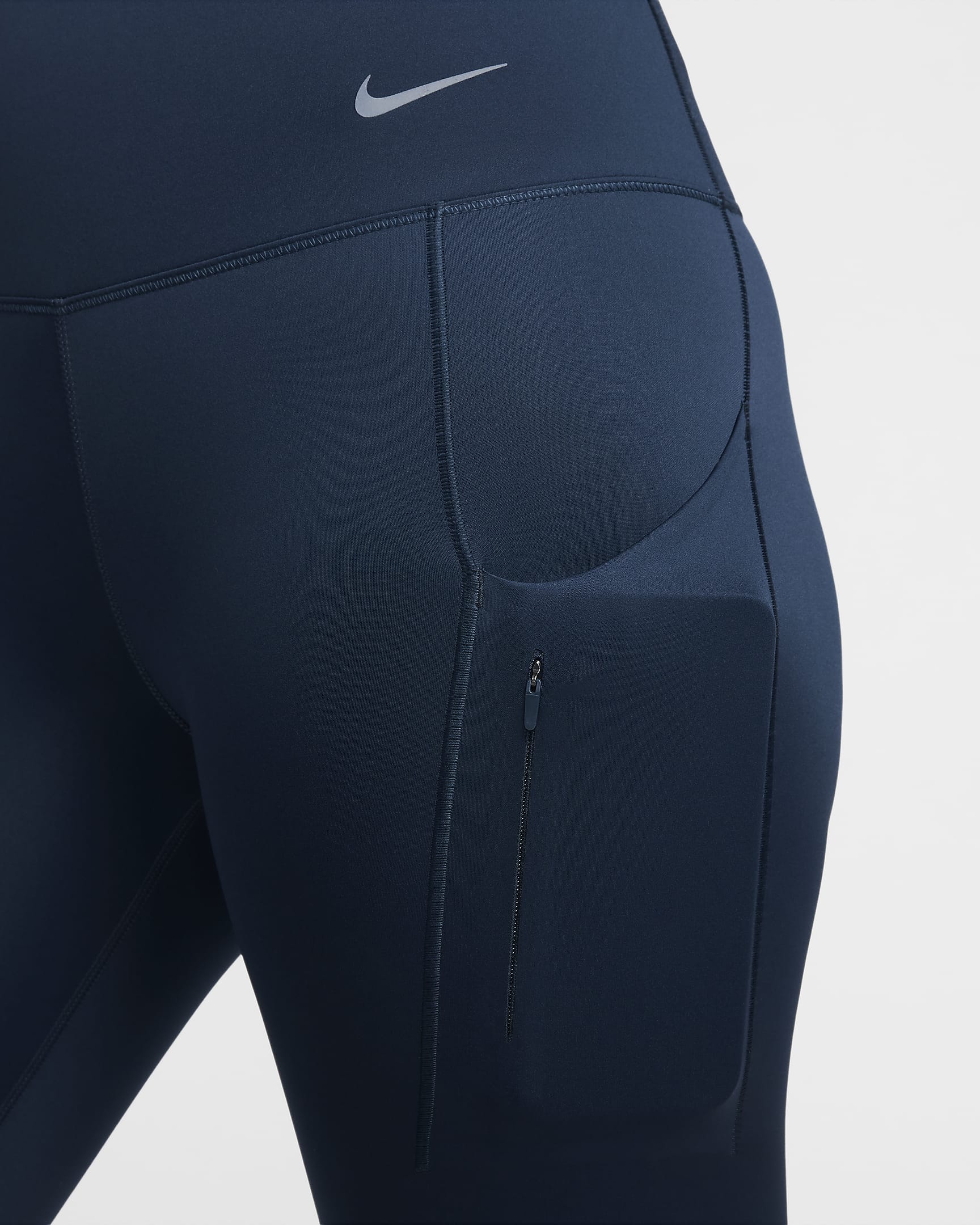 Legging 7/8 à taille haute et maintien supérieur avec poches Nike Go pour femme - Armory Navy/Noir