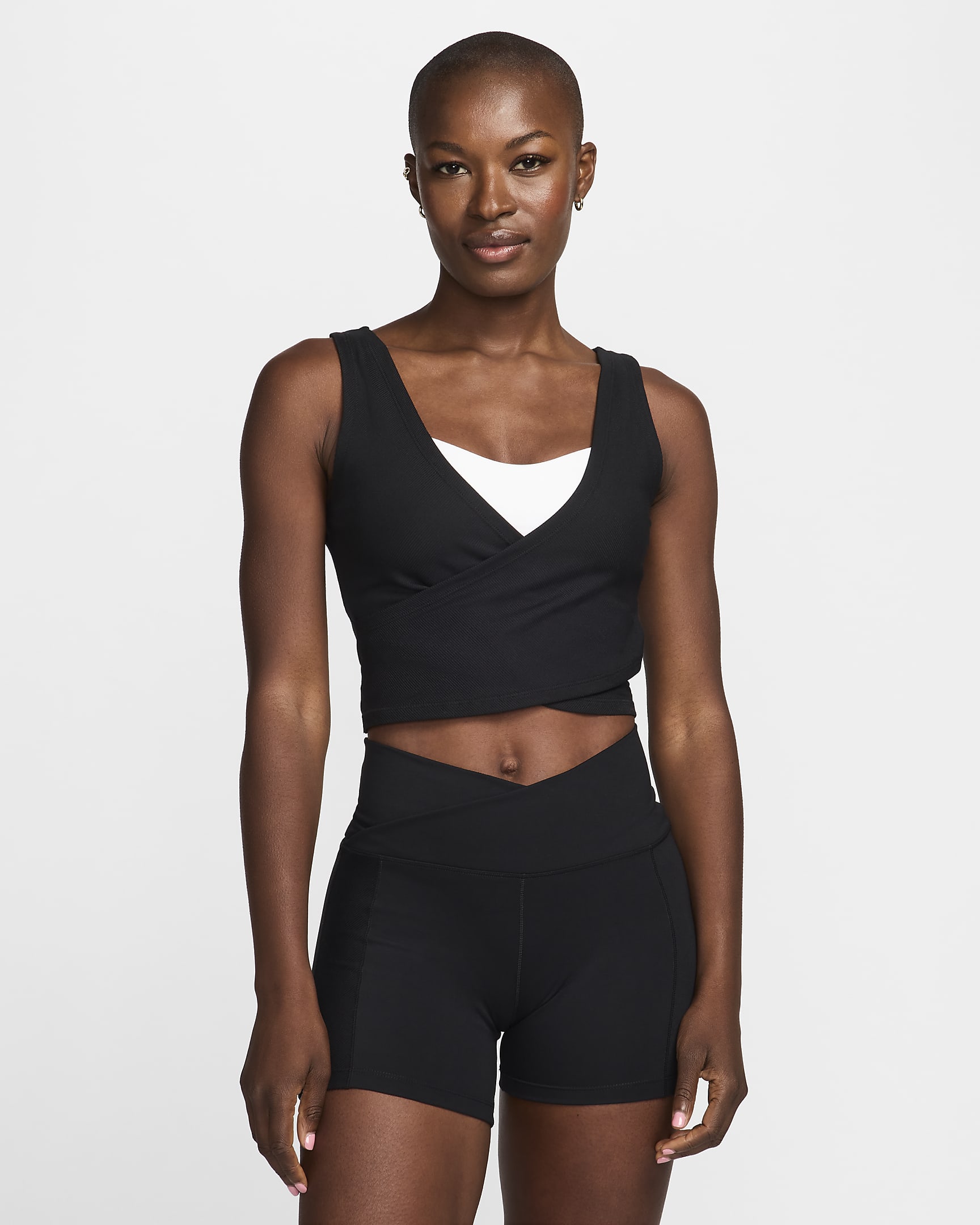 Nike One Fitted Rib Women's Dri-FIT Cropped Tank Top - Black/Black