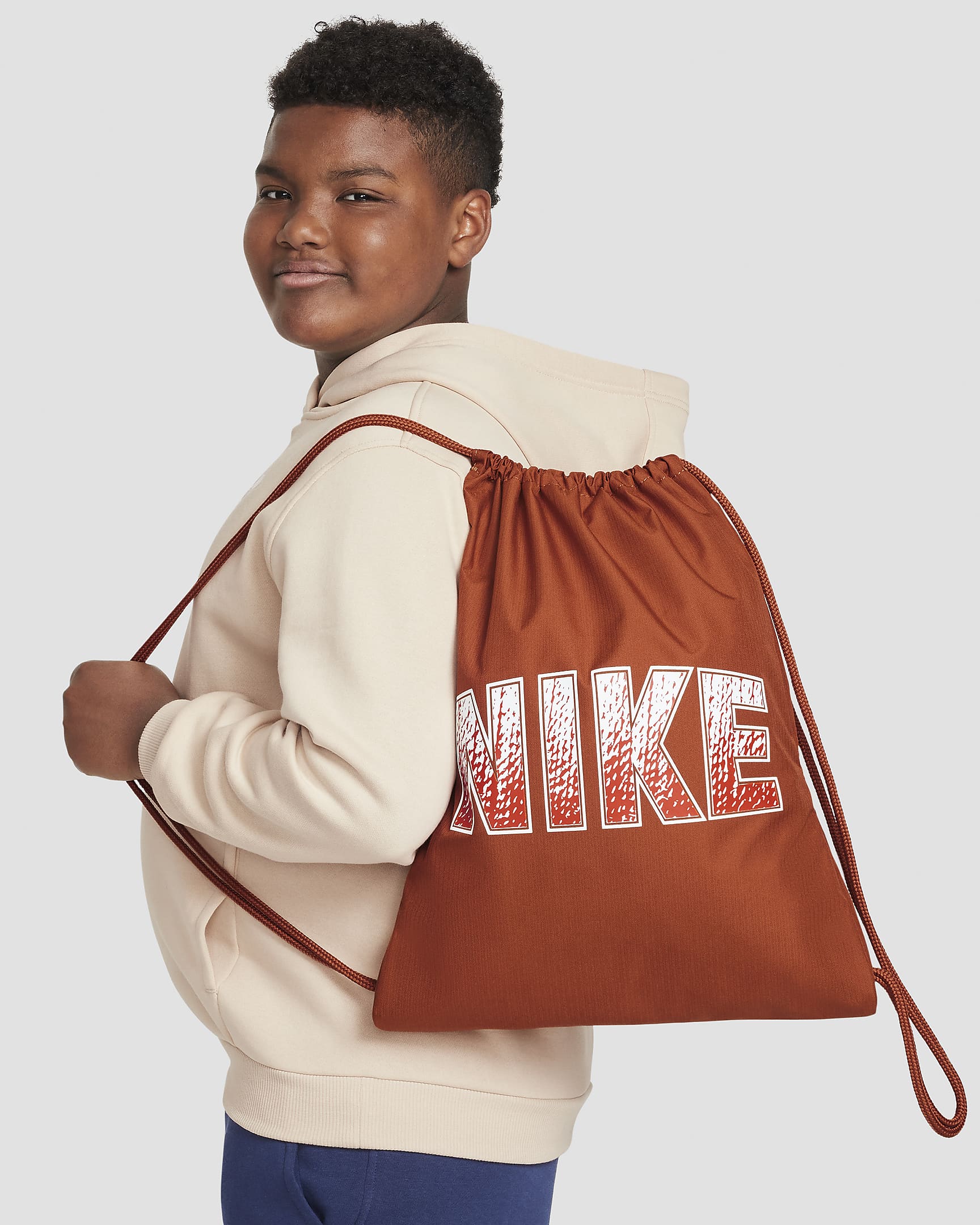 Nike Kids' Drawstring Bag (12L) - Dark Russet/Dark Russet/Cosmic Clay