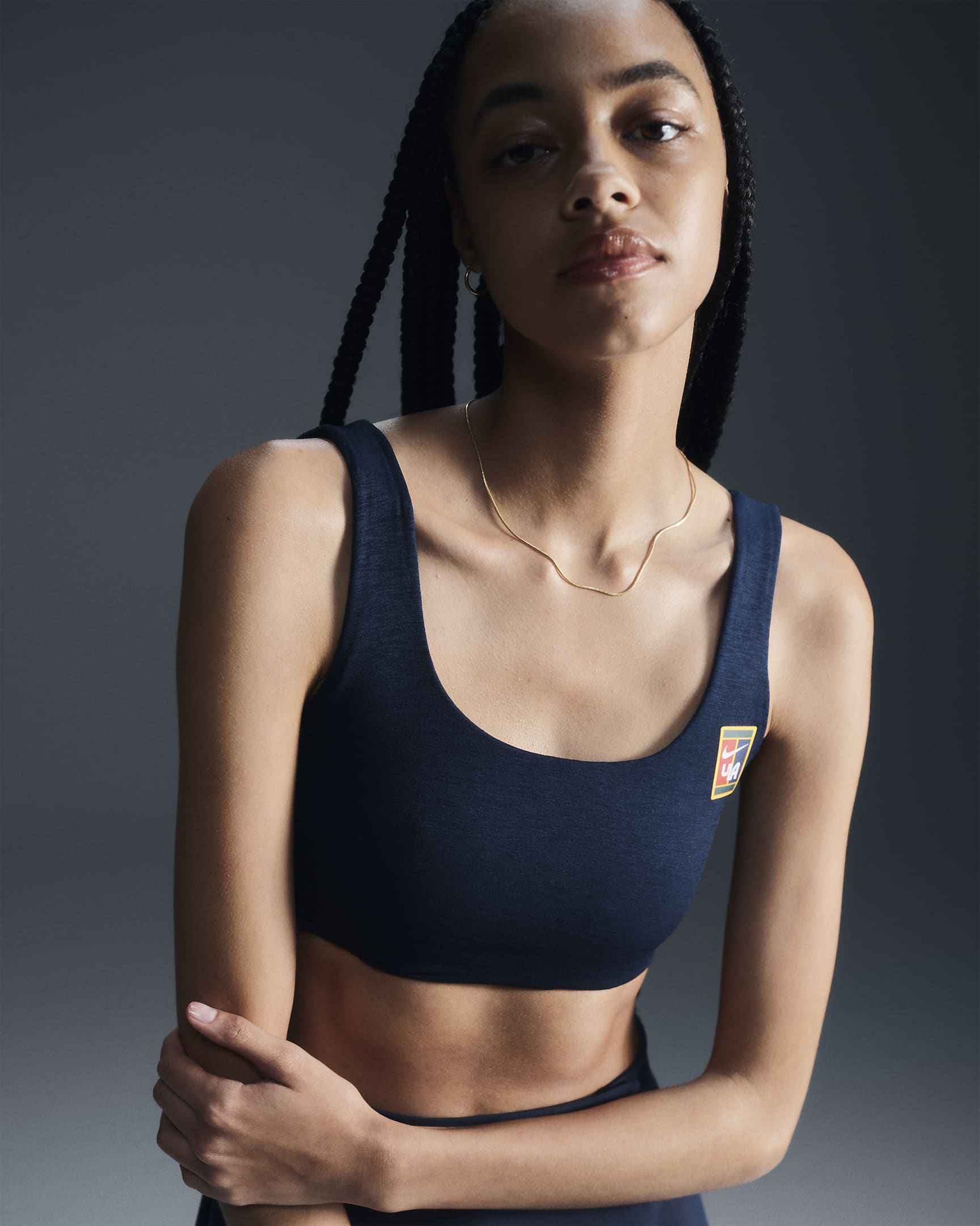 Bra deportivo de baja sujeción con forro ligero para mujer Nike Women by YOON - Azul marino militar/Blanco