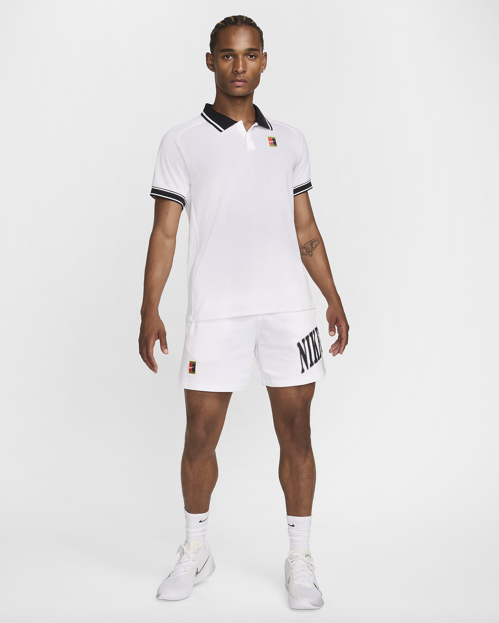 NikeCourt Heritage Tennispolo voor heren - Wit/Zwart