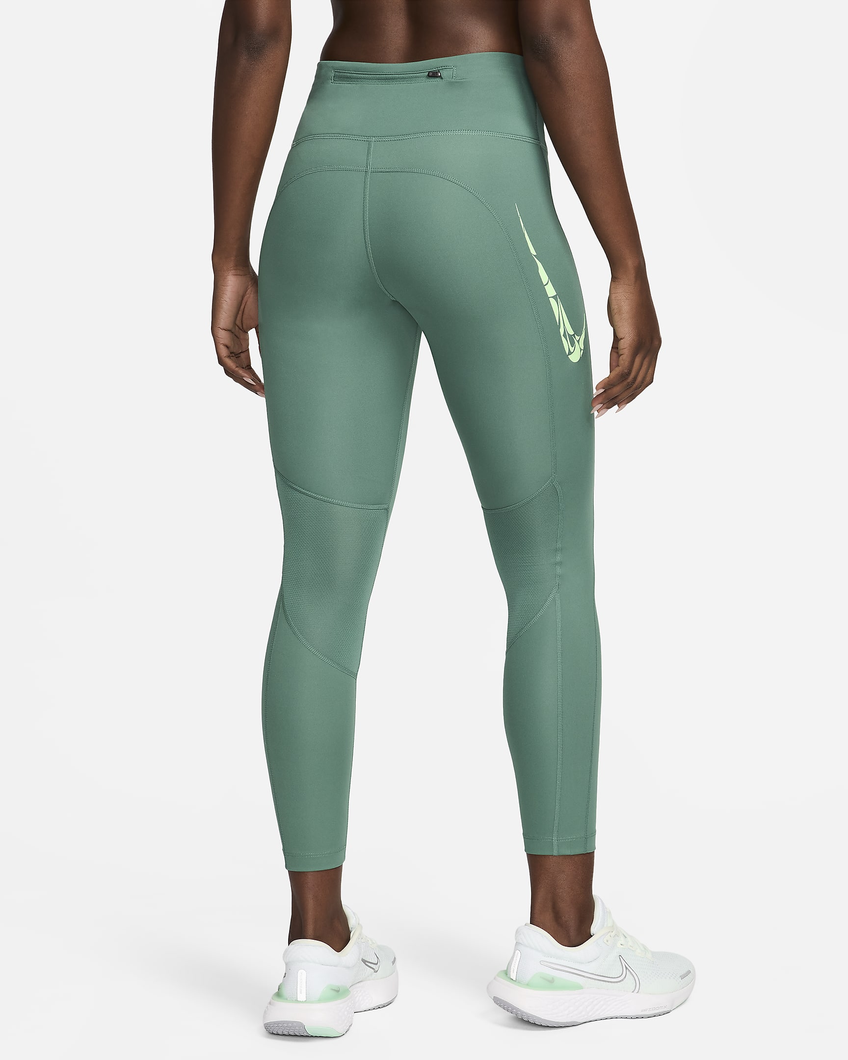 Nike Fast Women's Mid-Rise 7/8 Running Leggings with Pockets - Bicoastal/Vapour Green