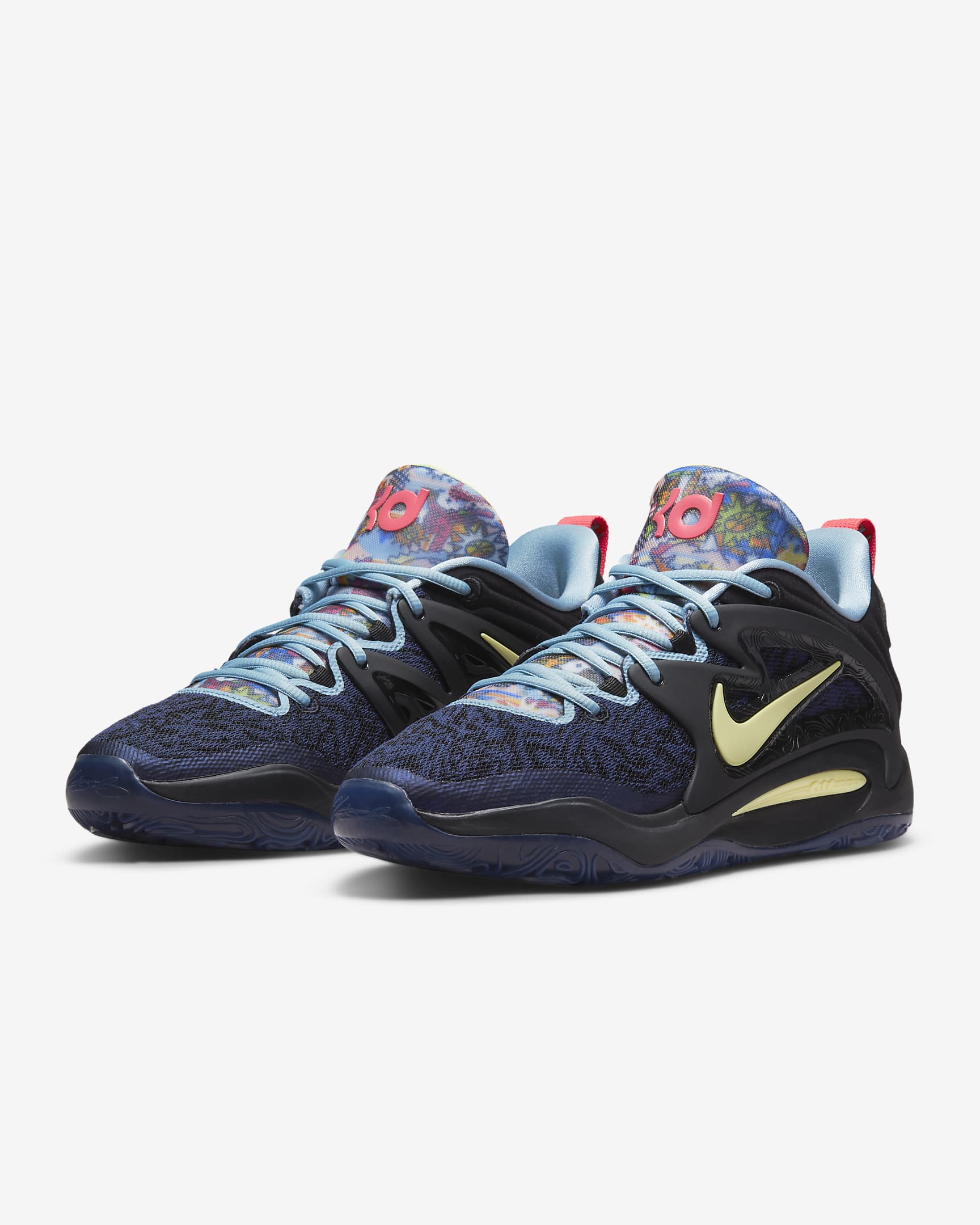 KD15 Basketball Shoes - Black/Sanddrift/Aura/Boarder Blue