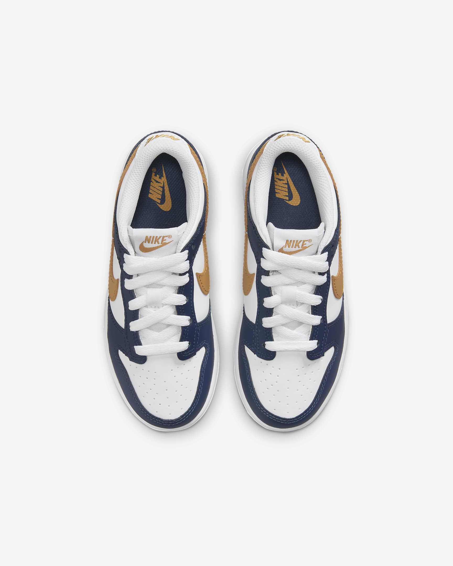 Nike Dunk Low Little Kids' Shoes - White/Midnight Navy/Wheat