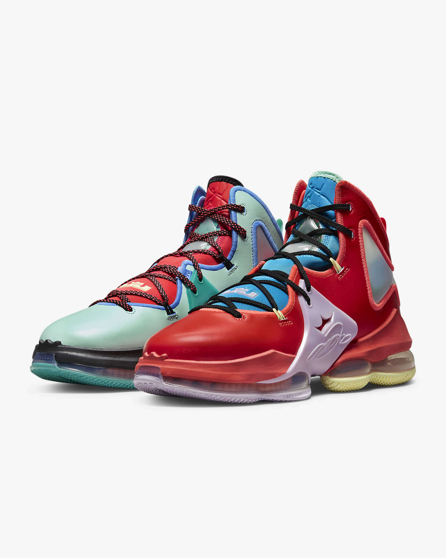 LeBron 19 Basketball Shoes - Bright Crimson/Coconut Milk/Laser Blue/Malachite