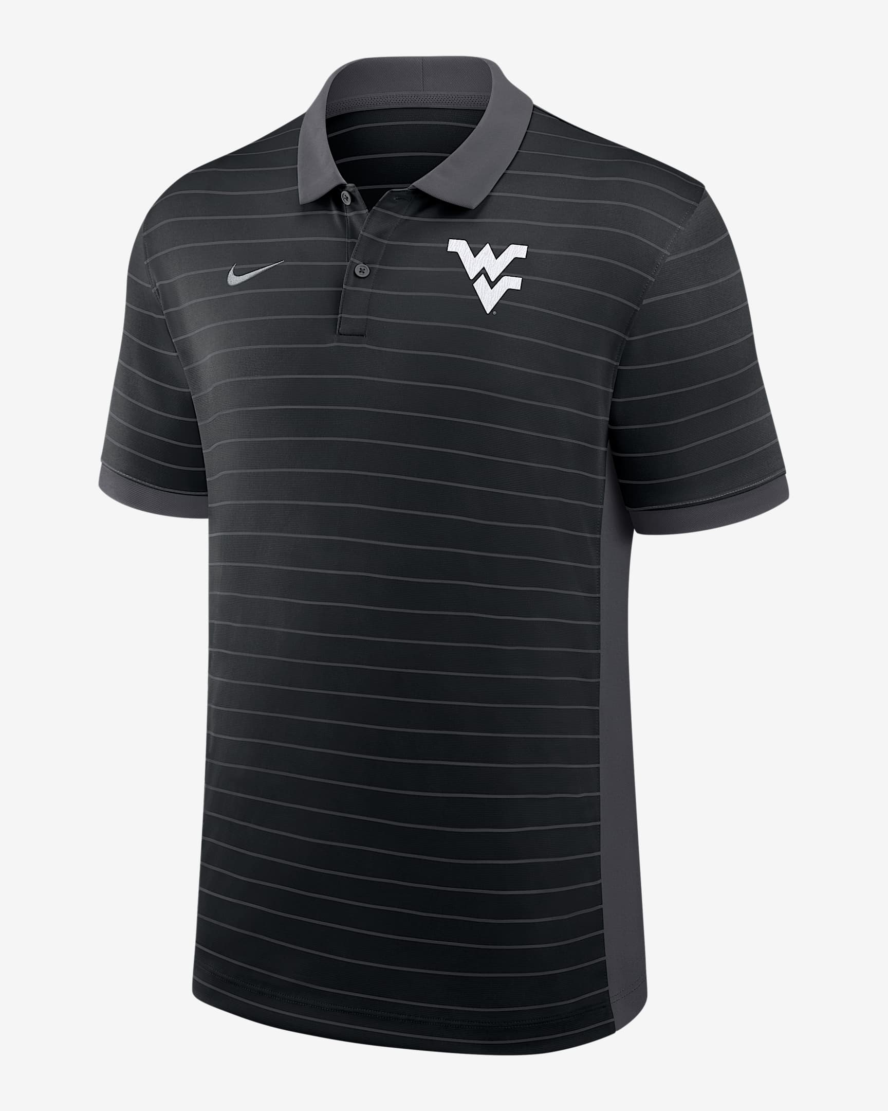 Polo universitario Nike Dri-FIT para hombre West Virginia Sideline Victory Stripe - Negro
