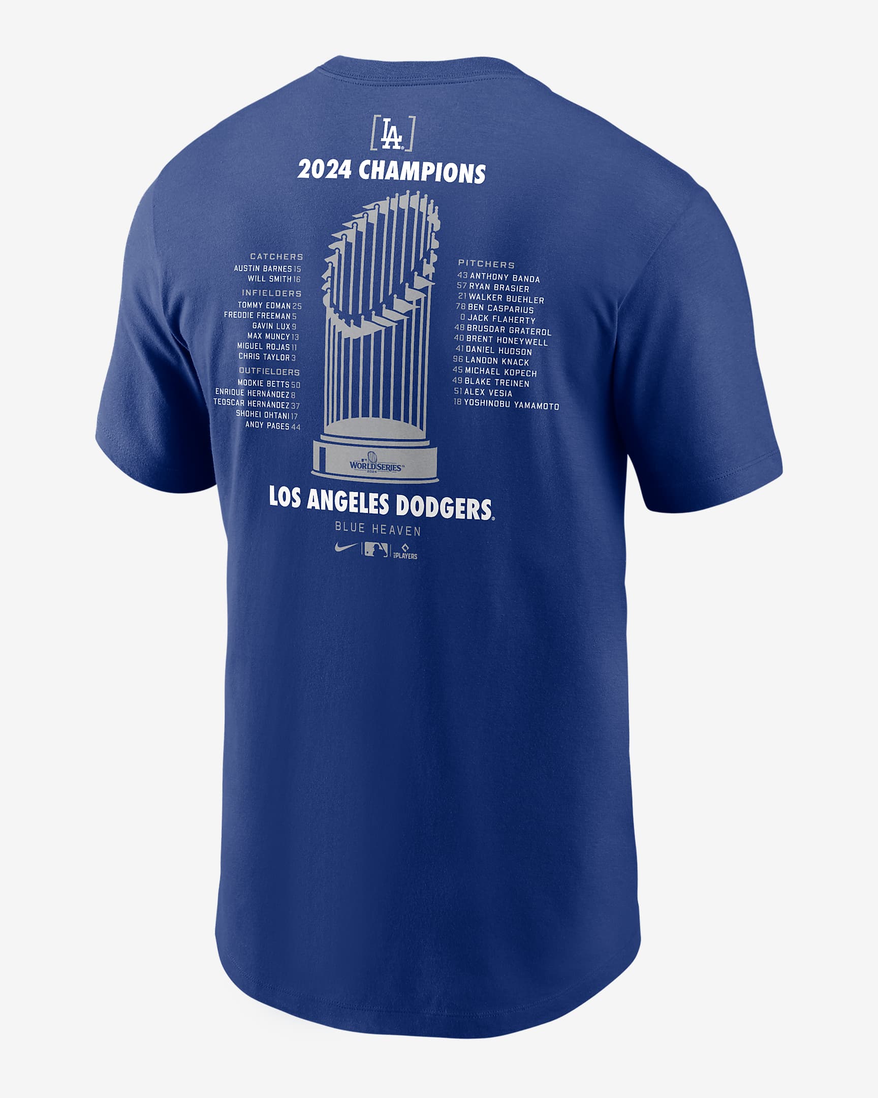 Los Angeles Dodgers 2024 World Series Champions Roster Men's Nike MLB T