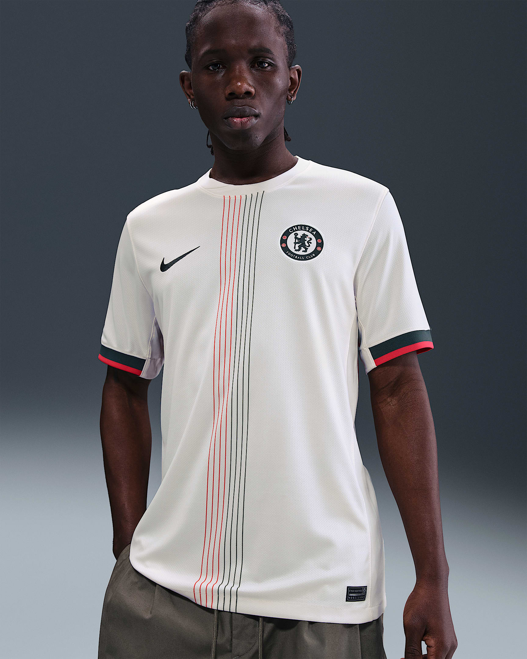 Chelsea F.C. 2025/26 Stadium Away Men's Nike Dri-FIT Football Replica Shirt - Phantom/Speed Red/Galactic Jade/Galactic Jade