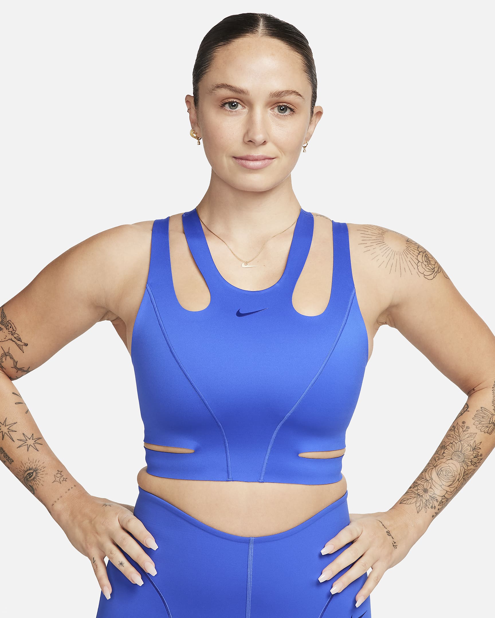 Dámská sportovní podprsenka Nike FutureMove bez vycpávek s lehkou oporou a ramínky - Hyper Royal/Clear