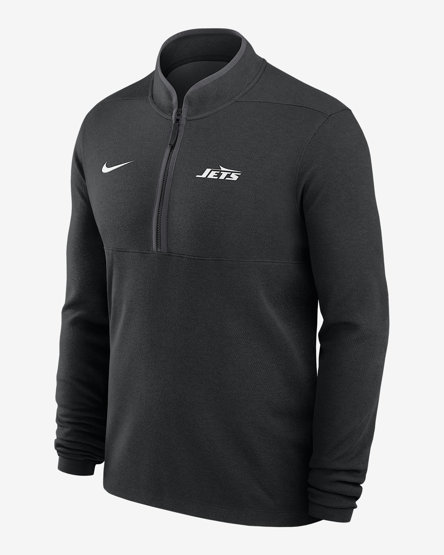 Playera de manga larga Nike Dri-FIT de la NFL de medio cierre para hombre New York Jets Logo Victory - Negro
