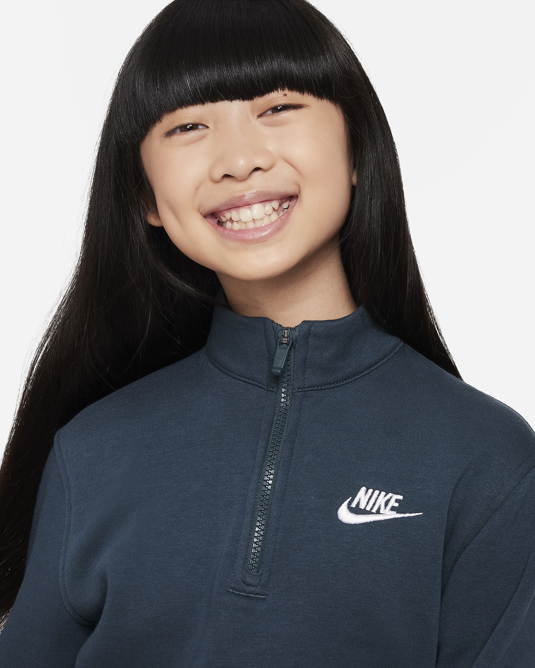 Nike Sportswear Club Fleece Big Kids' (Girls') 1/2-Zip Long-Sleeve Top ...