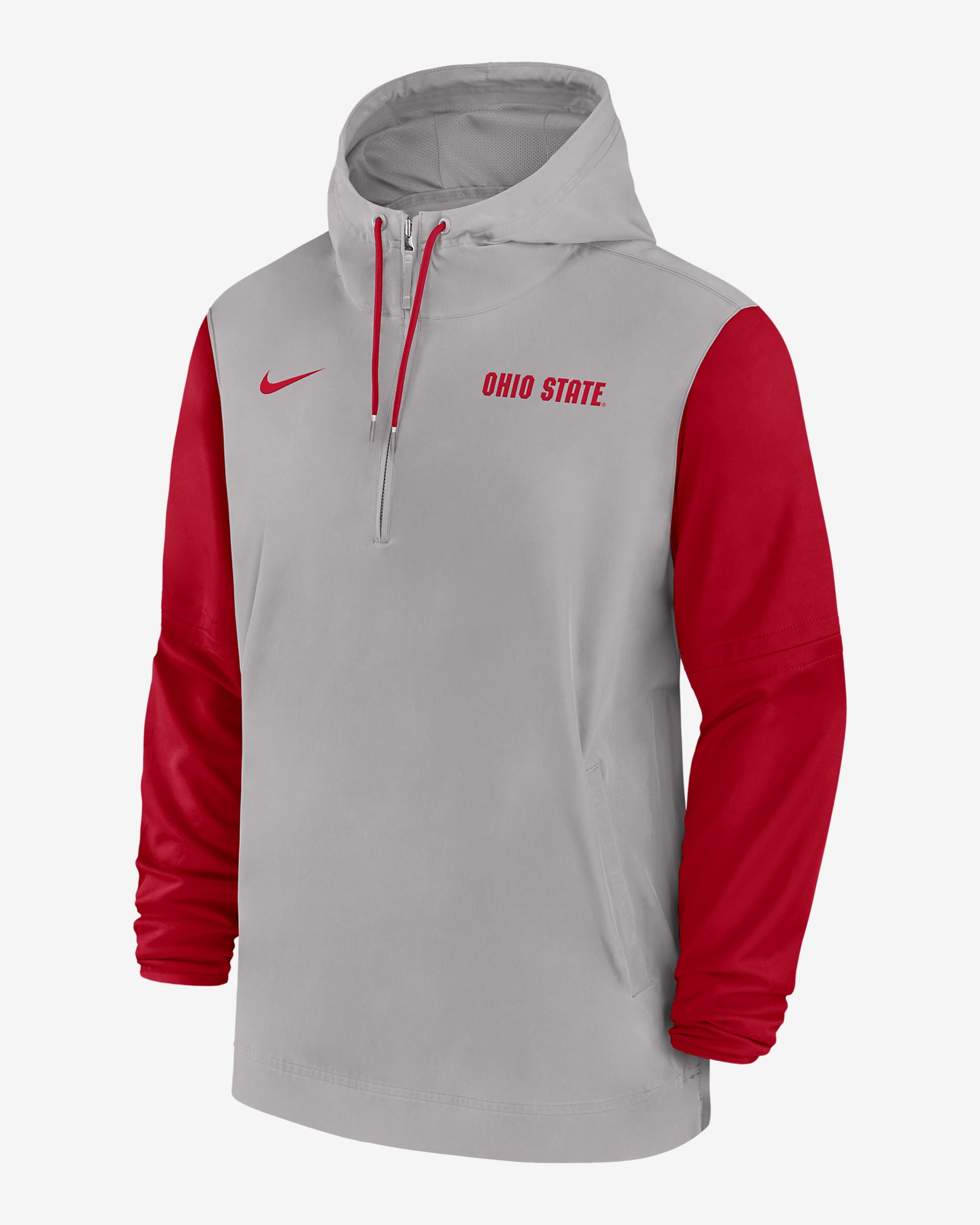 Ohio State Buckeyes Sideline Pre-Game Player Men's Nike College 1/2-Zip Hooded Jacket - Pewter