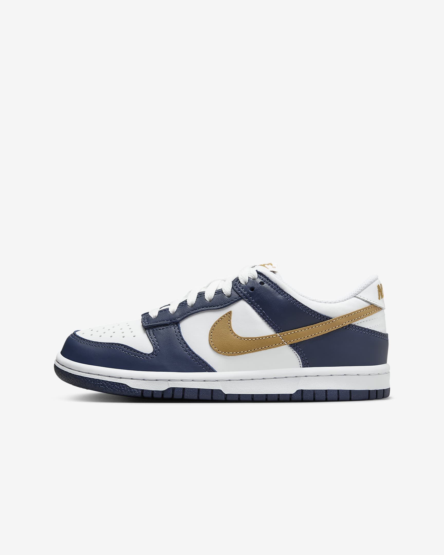 Nike Dunk Low Older Kids' Shoes - White/Midnight Navy/Wheat