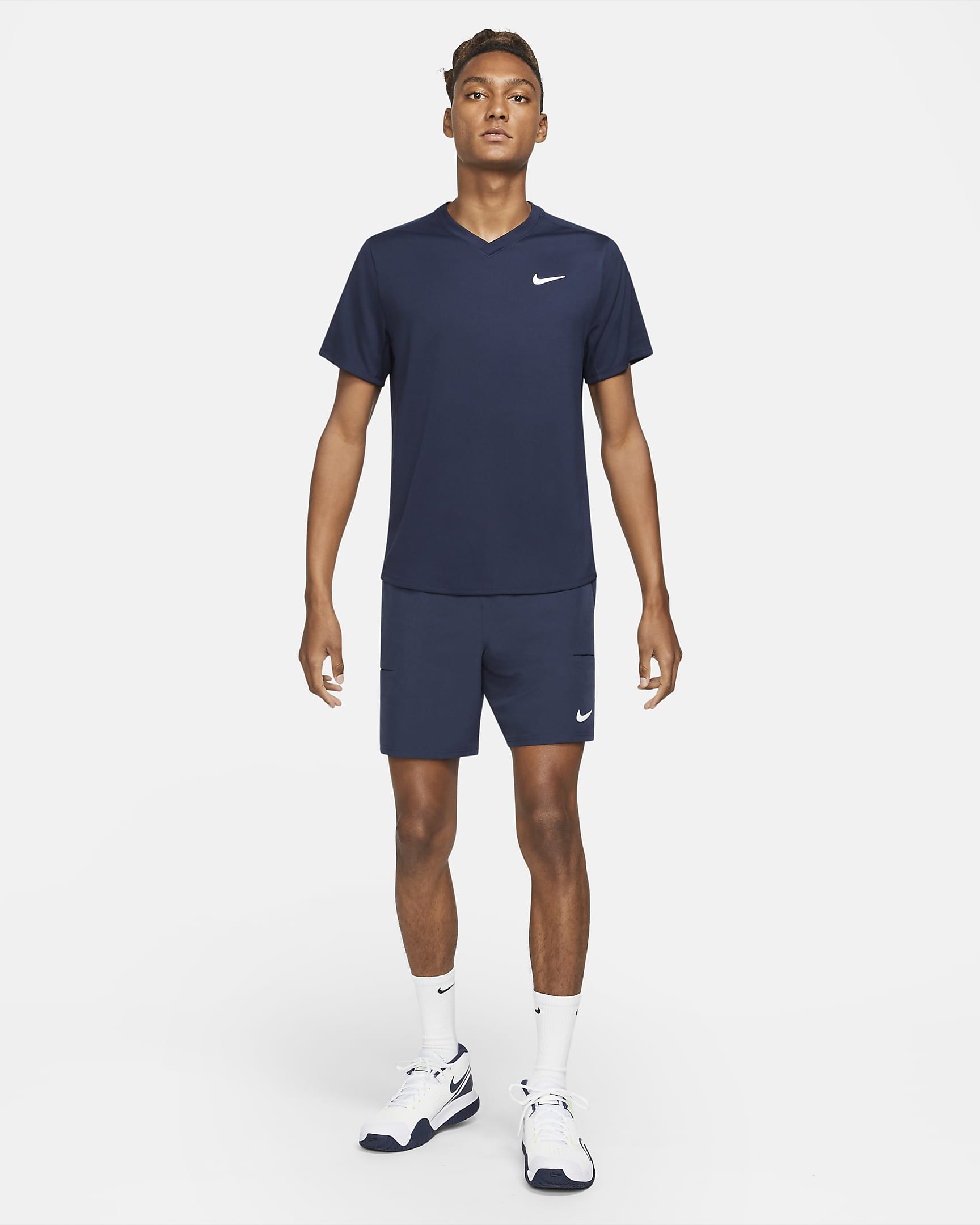 Męska koszulka do tenisa NikeCourt Dri-FIT Victory - Obsidian/Obsidian/Biel