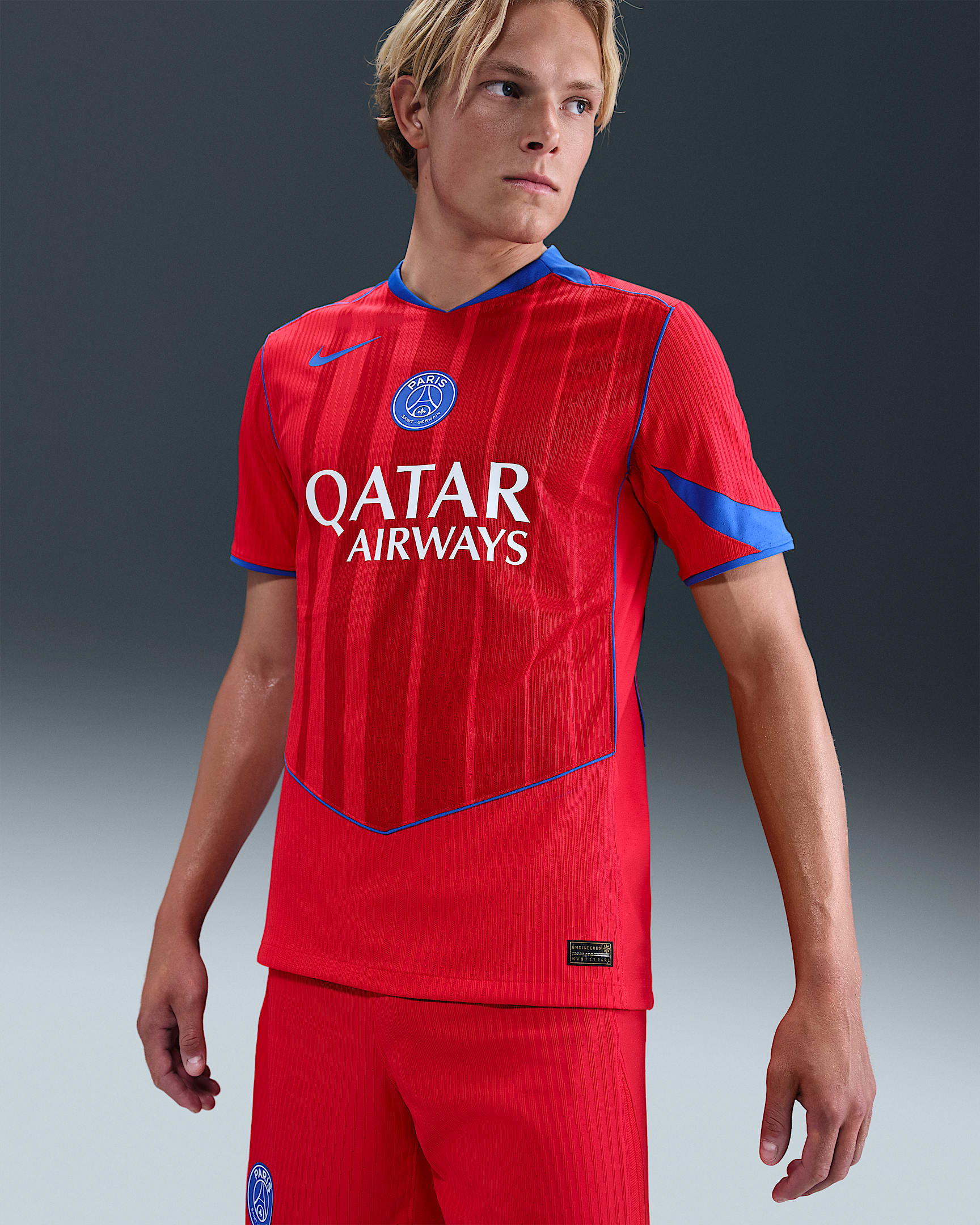 Jersey de fútbol Nike Dri-FIT ADV Total 90 Authentic del Paris Saint-Germain alternativo 2025/26 Match para hombre - Rojo mundial/Rojo deportivo/Hiperroyal