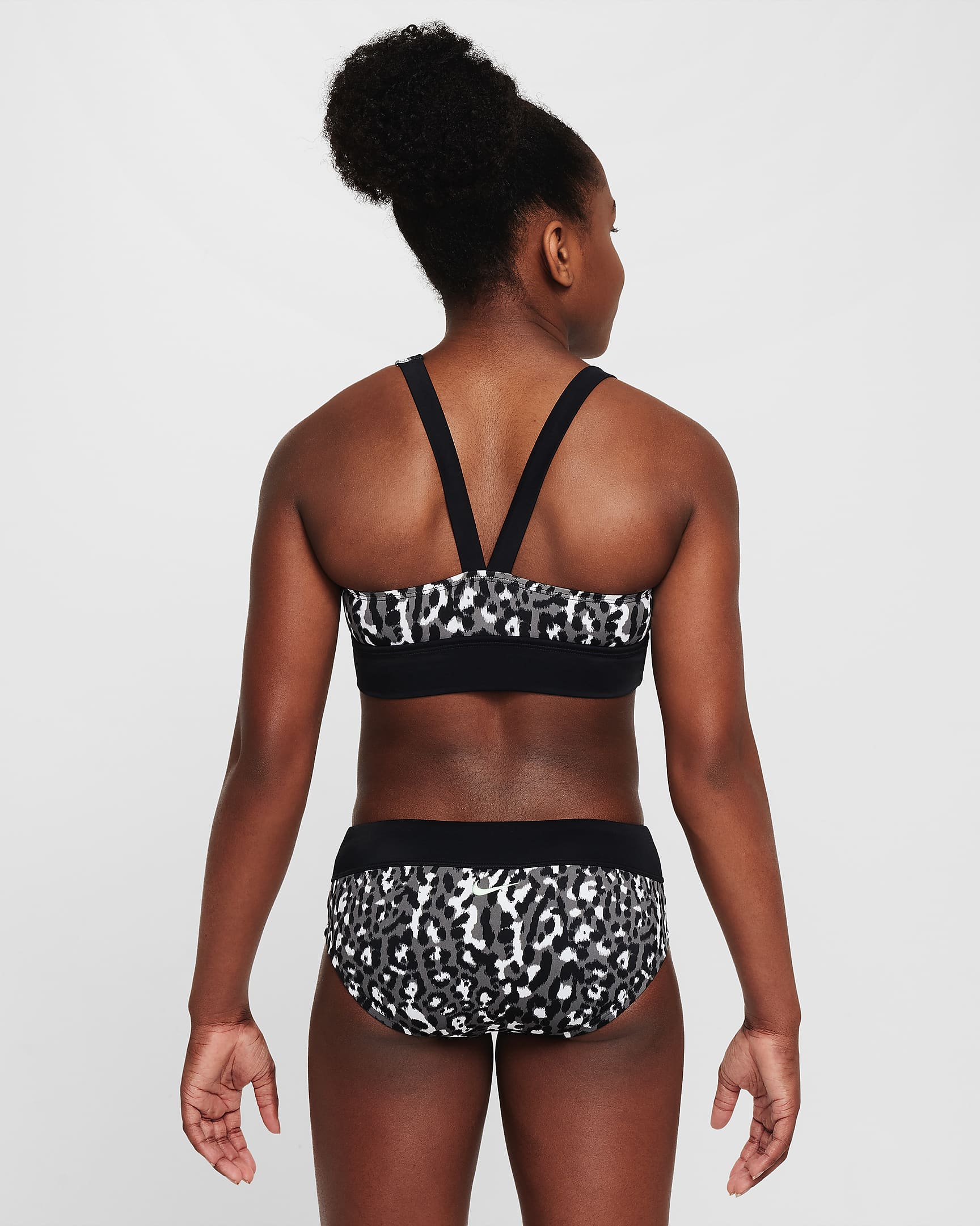 Nike Swim Wild Asymmetrischer Monokini für ältere Kinder (Mädchen) - Iron Grey/Schwarz/Weiß/Vapor Green