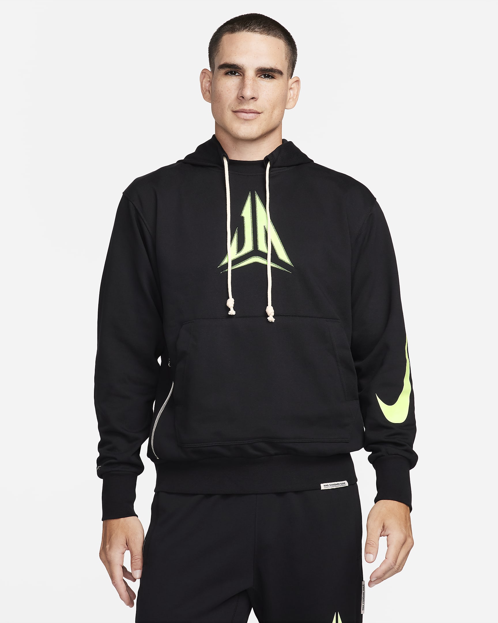 Ja Standard Issue Dri-FIT Basketball-Hoodie für Herren - Schwarz/Lime Blast