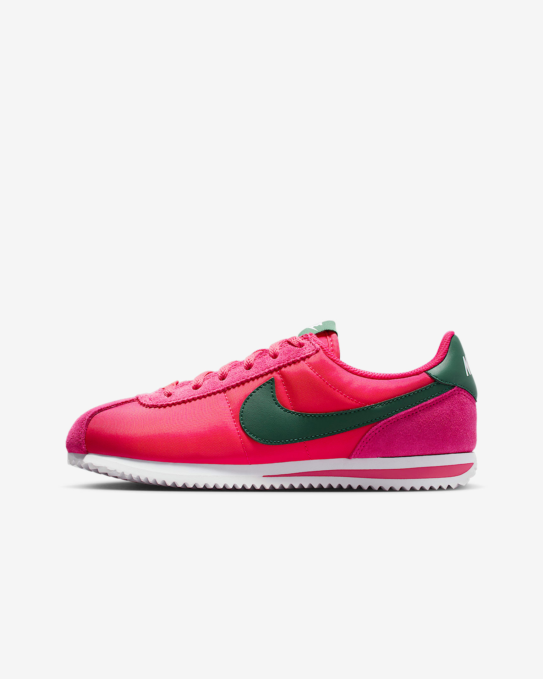 Tenis para niños grandes Nike Cortez Textile - Rosa enérgico/Blanco/Abeto