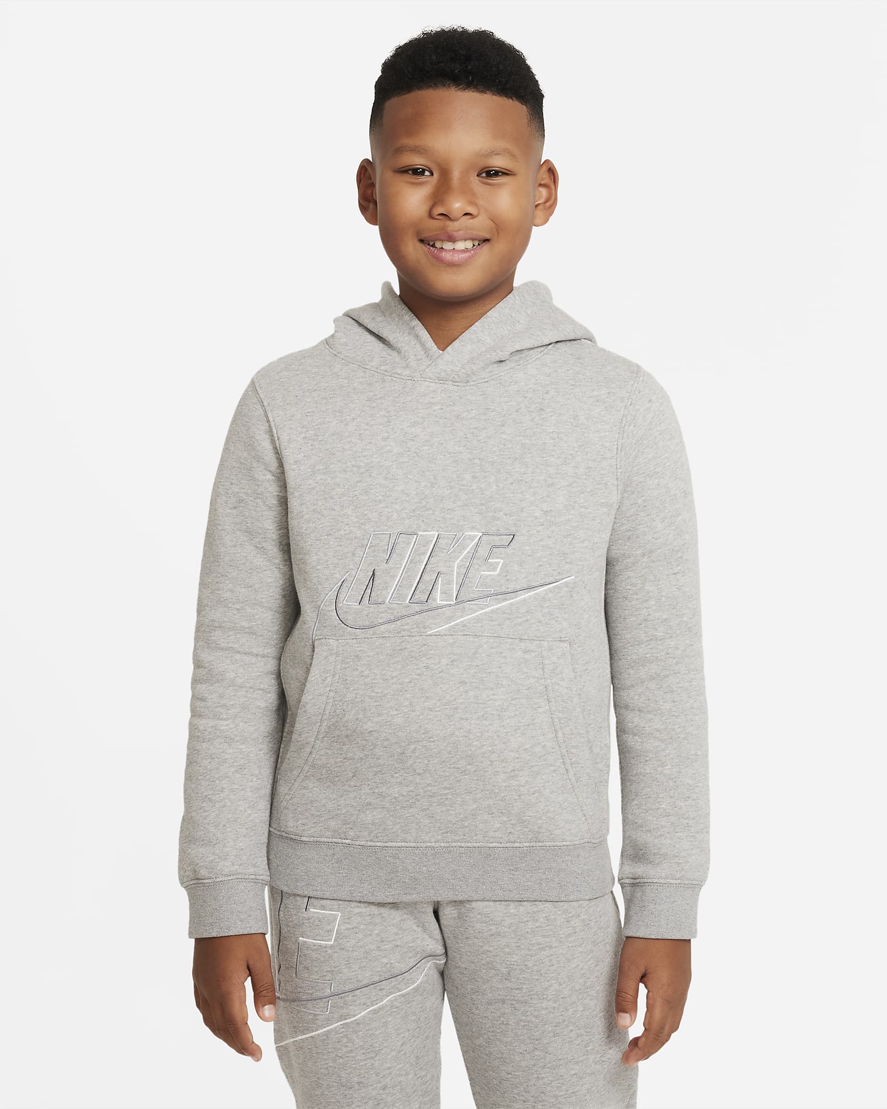 Nike Sportswear Big Kids' (Boys') Pullover Hoodie - Dark Grey Heather