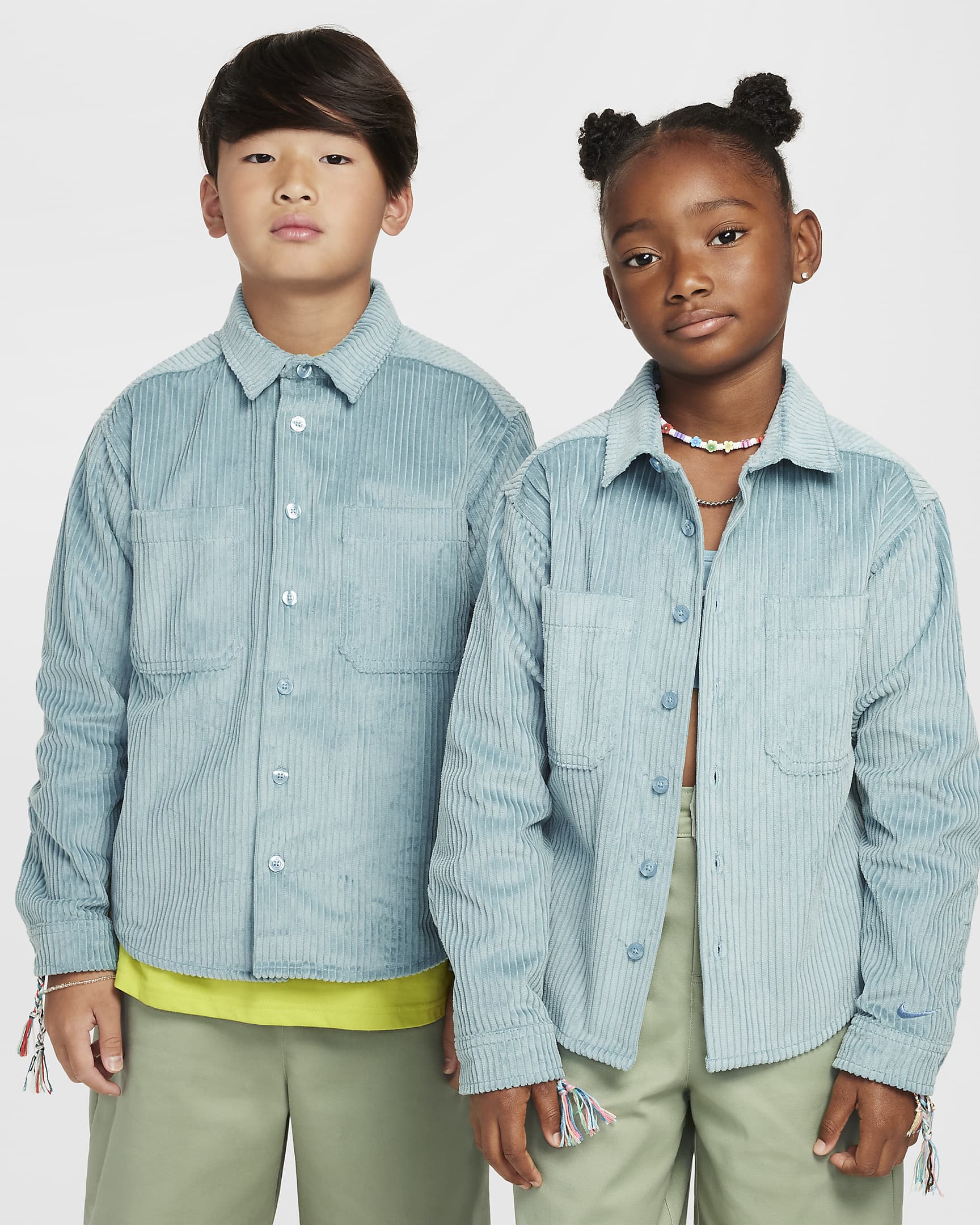 Nike SB Older Kids' Button-Down Layering Top - Denim Turquoise/Aegean Storm