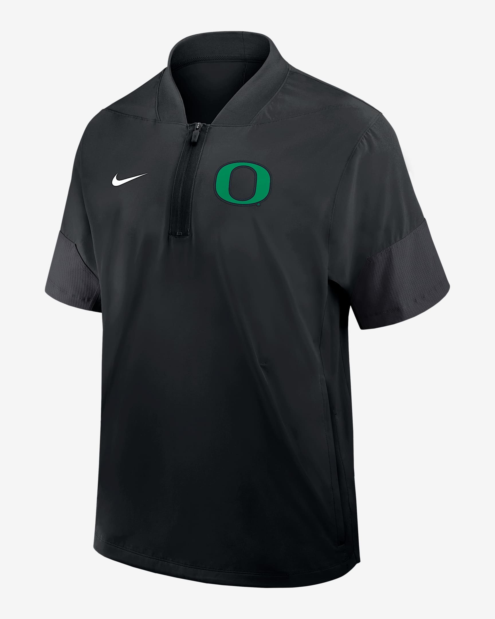 Oregon Sideline Coach Men's Nike College 1/2-Zip Short-Sleeve Hooded Jacket - Black