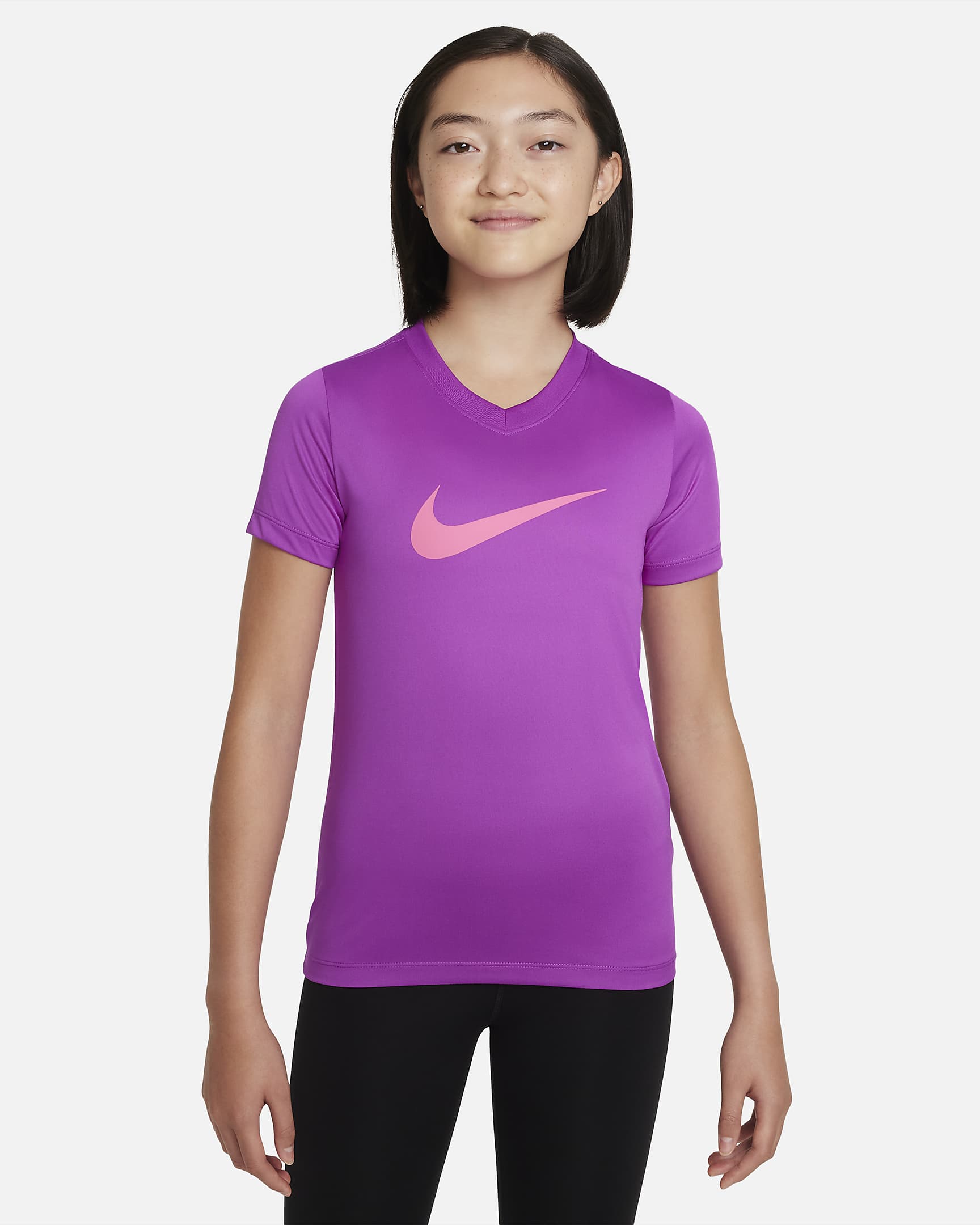 Nike Dri-FIT Legend Big Kids' (Girls') V-Neck T-Shirt. Nike.com