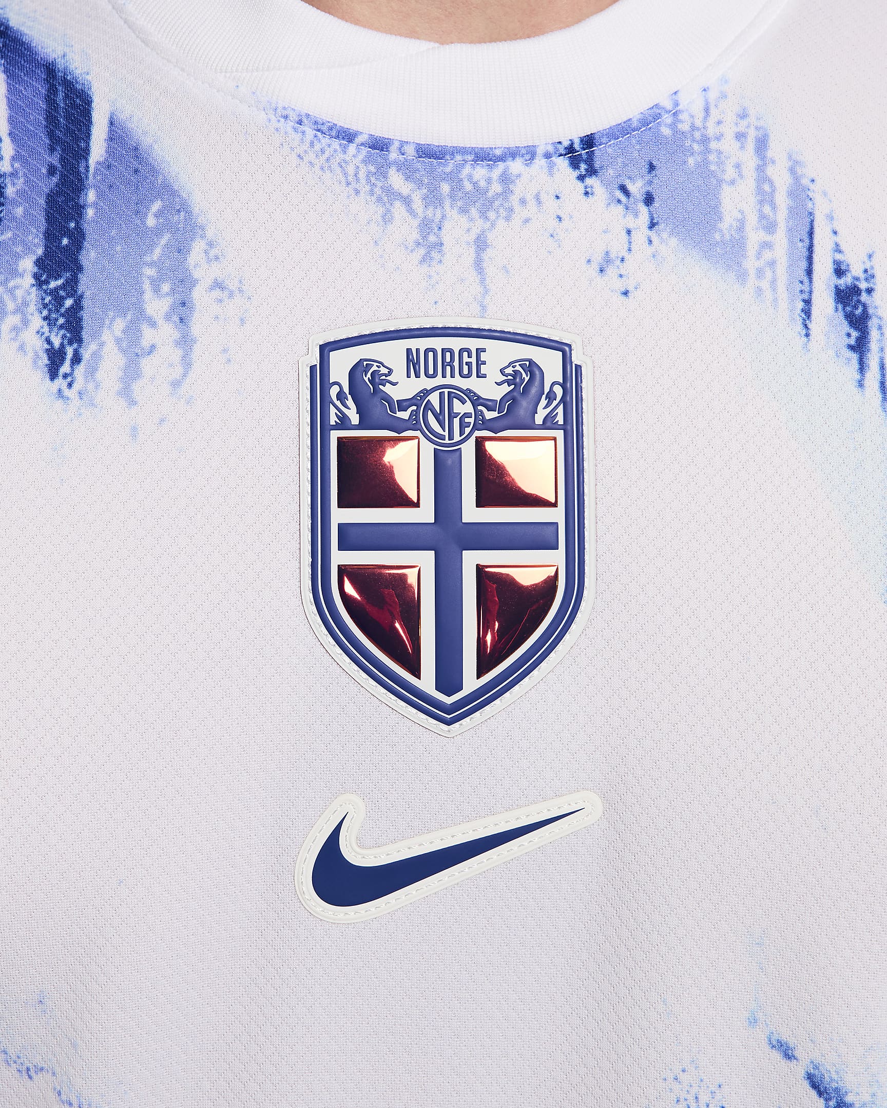 Maglia da calcio replica Nike Dri-FIT Norvegia (squadra maschile) 2024/25 Stadium da uomo – Away - Bianco/University Red/Old Royal