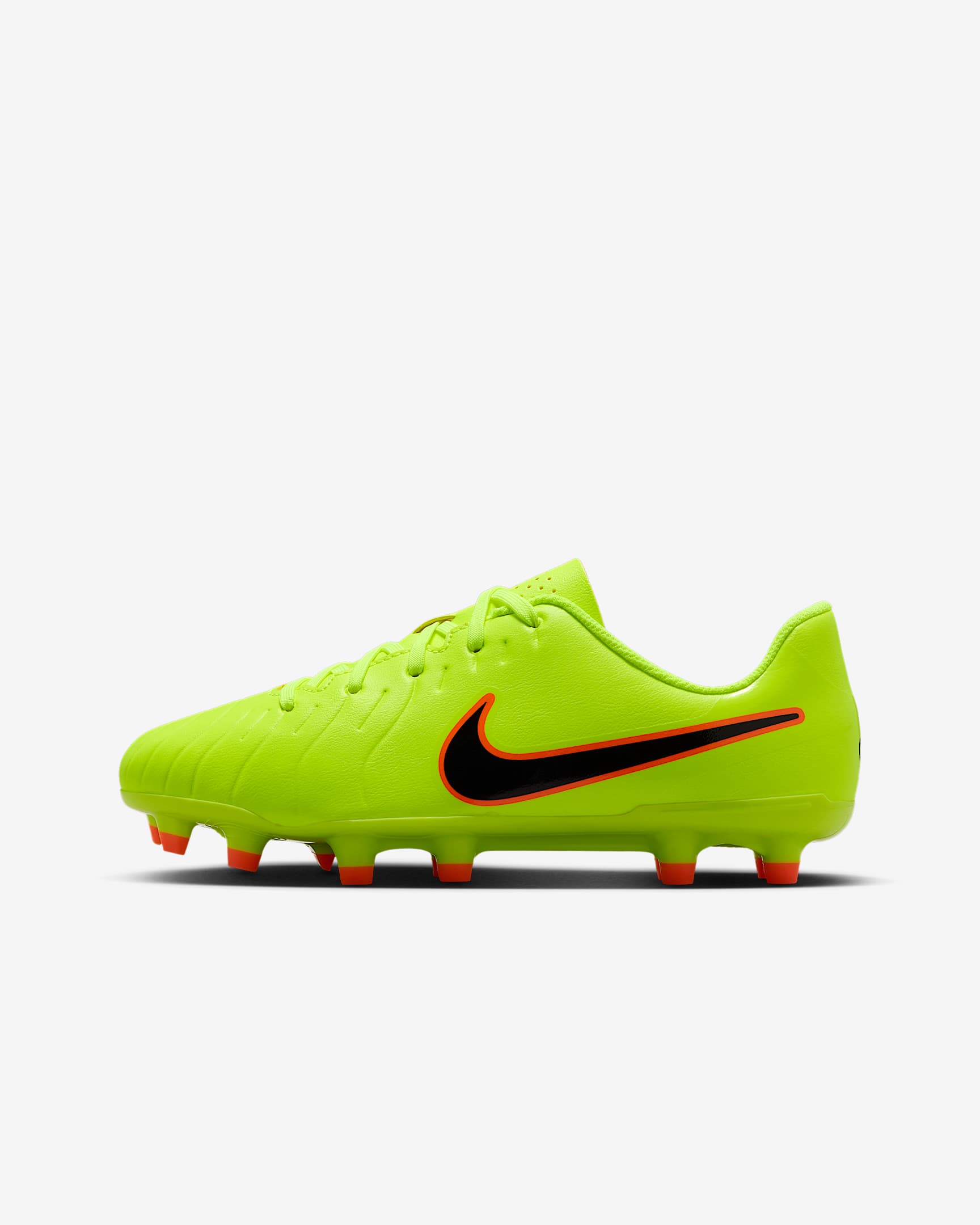 Nike Jr. Tiempo Legend 10 Club low top voetbalschoenen voor kleuters/kids (meerdere ondergronden) - Volt/Zwart
