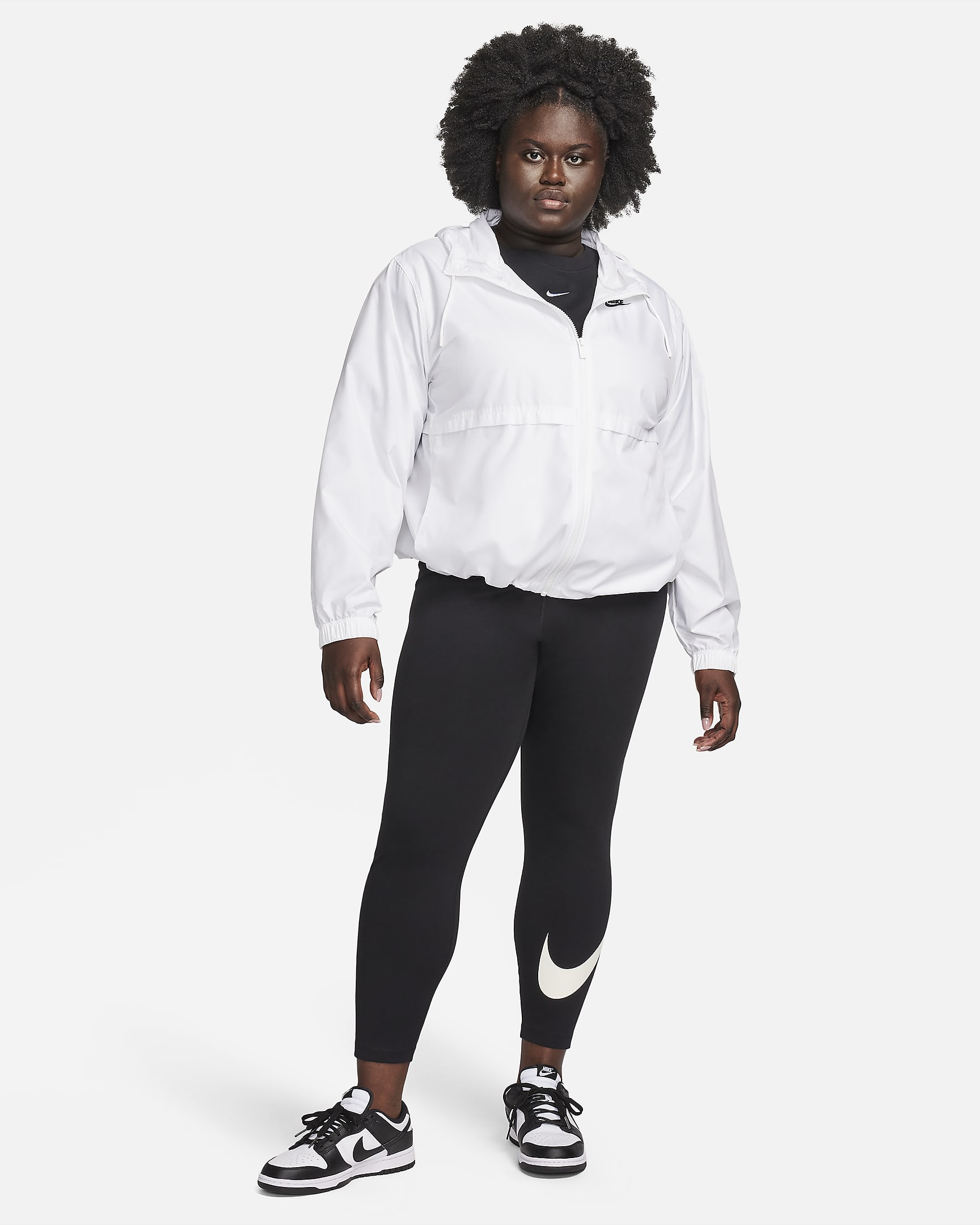 Nike Sportswear Classics magas derekú, mintás női leggings (plus size méret) - Fekete/Sail