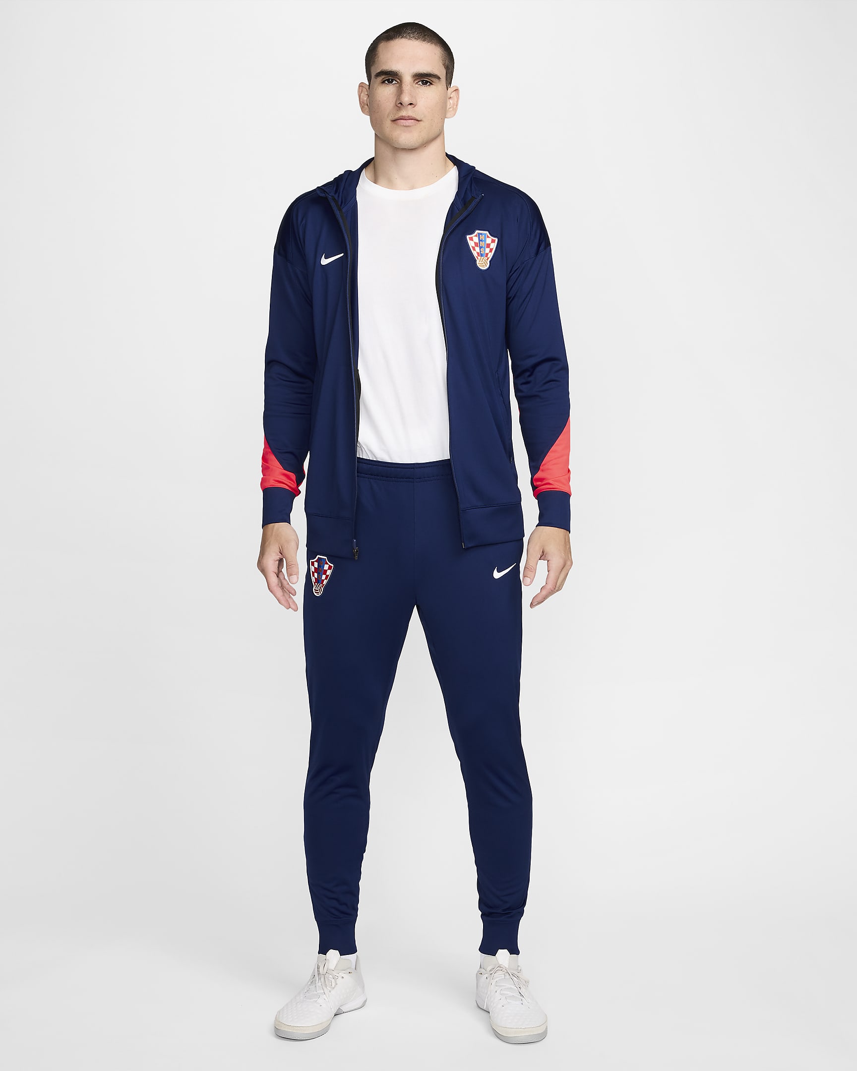 Tuta da calcio con cappuccio Nike Dri-FIT Croazia Strike – Uomo - Blue Void/Bright Crimson/Bianco