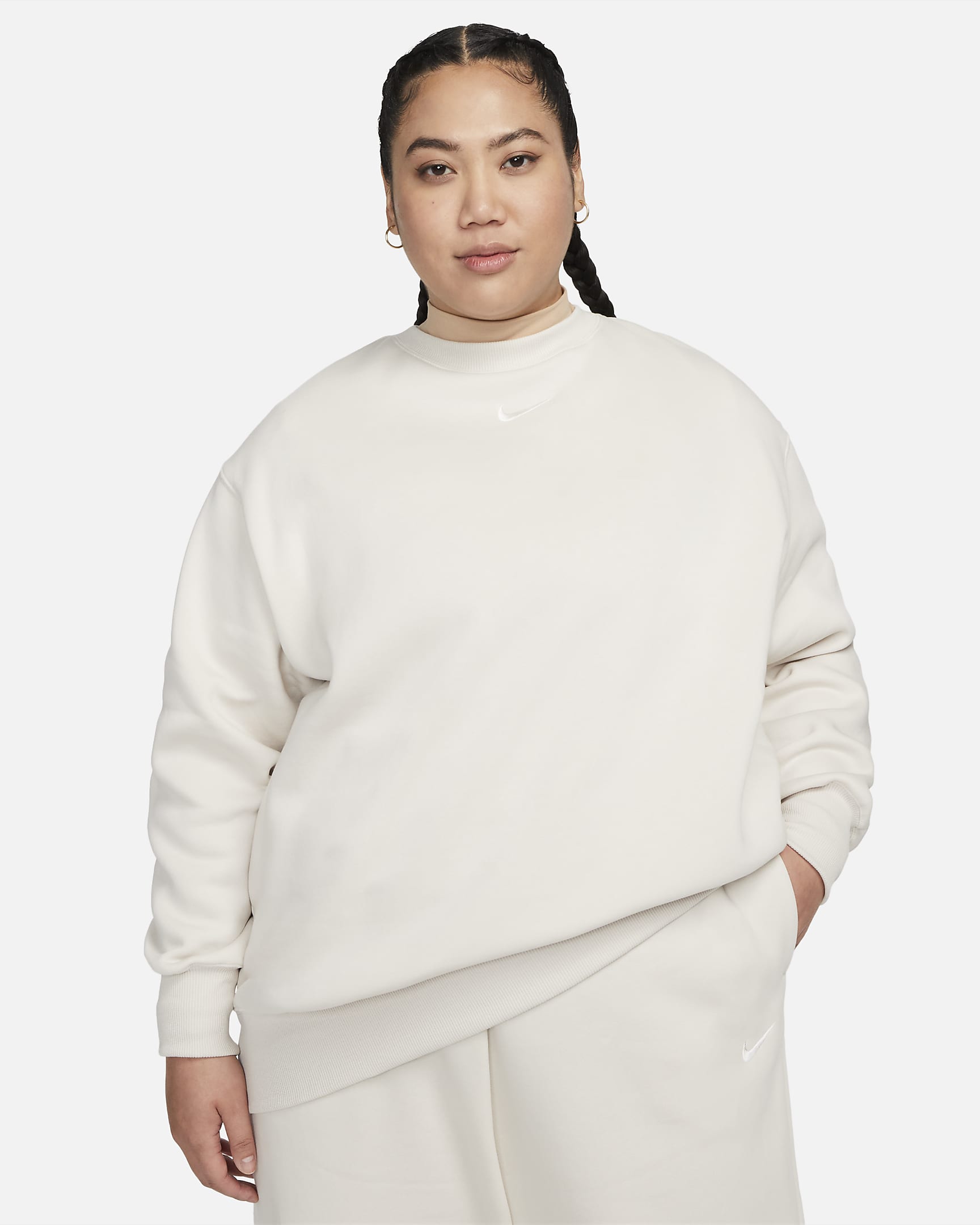 Felpa oversize a girocollo Nike Sportswear Phoenix Fleece (Plus size) – Donna - Light Orewood Brown/Sail