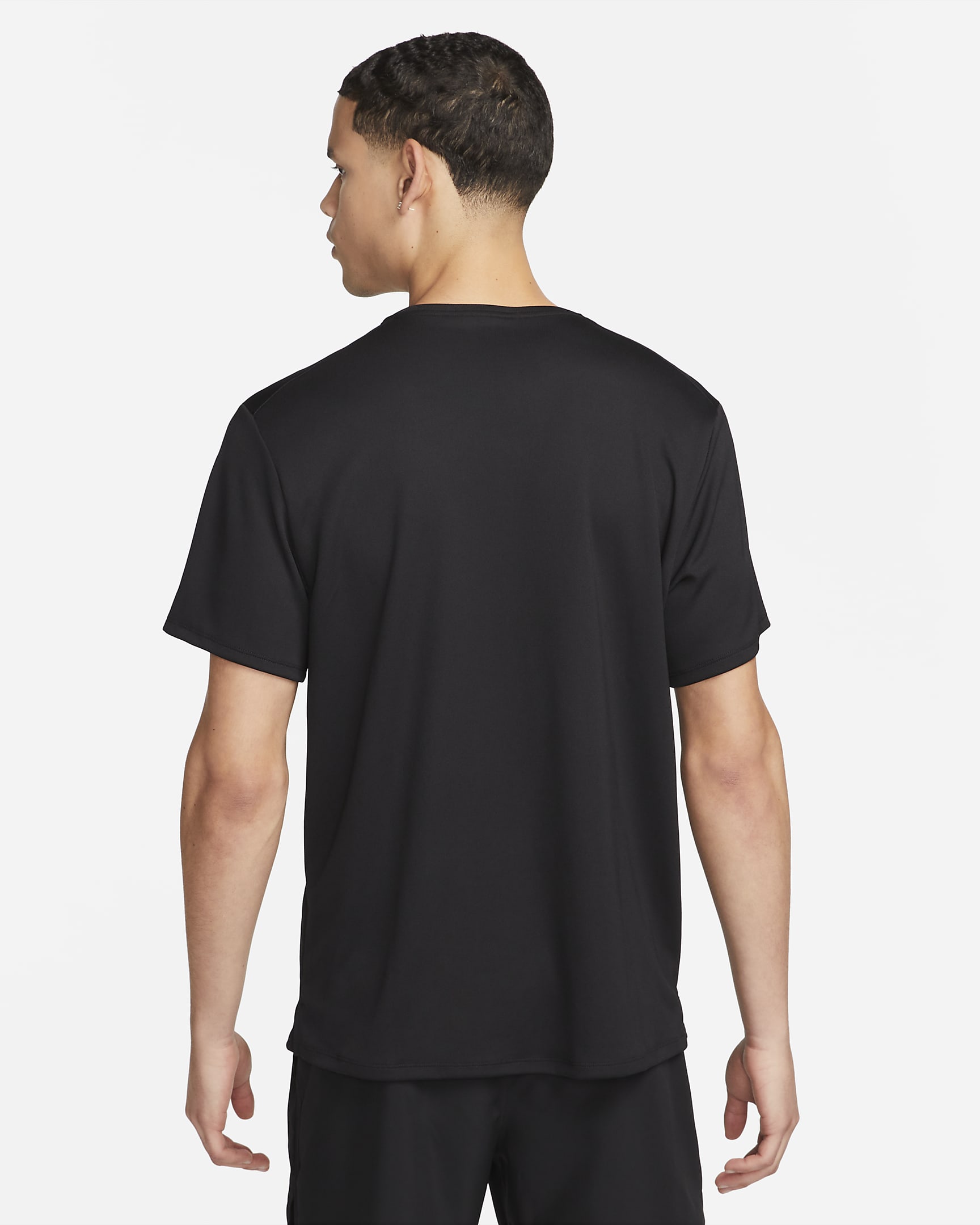 Nike Miler Nike Dri-FIT UV Kurzarm-Laufoberteil für Herren - Schwarz