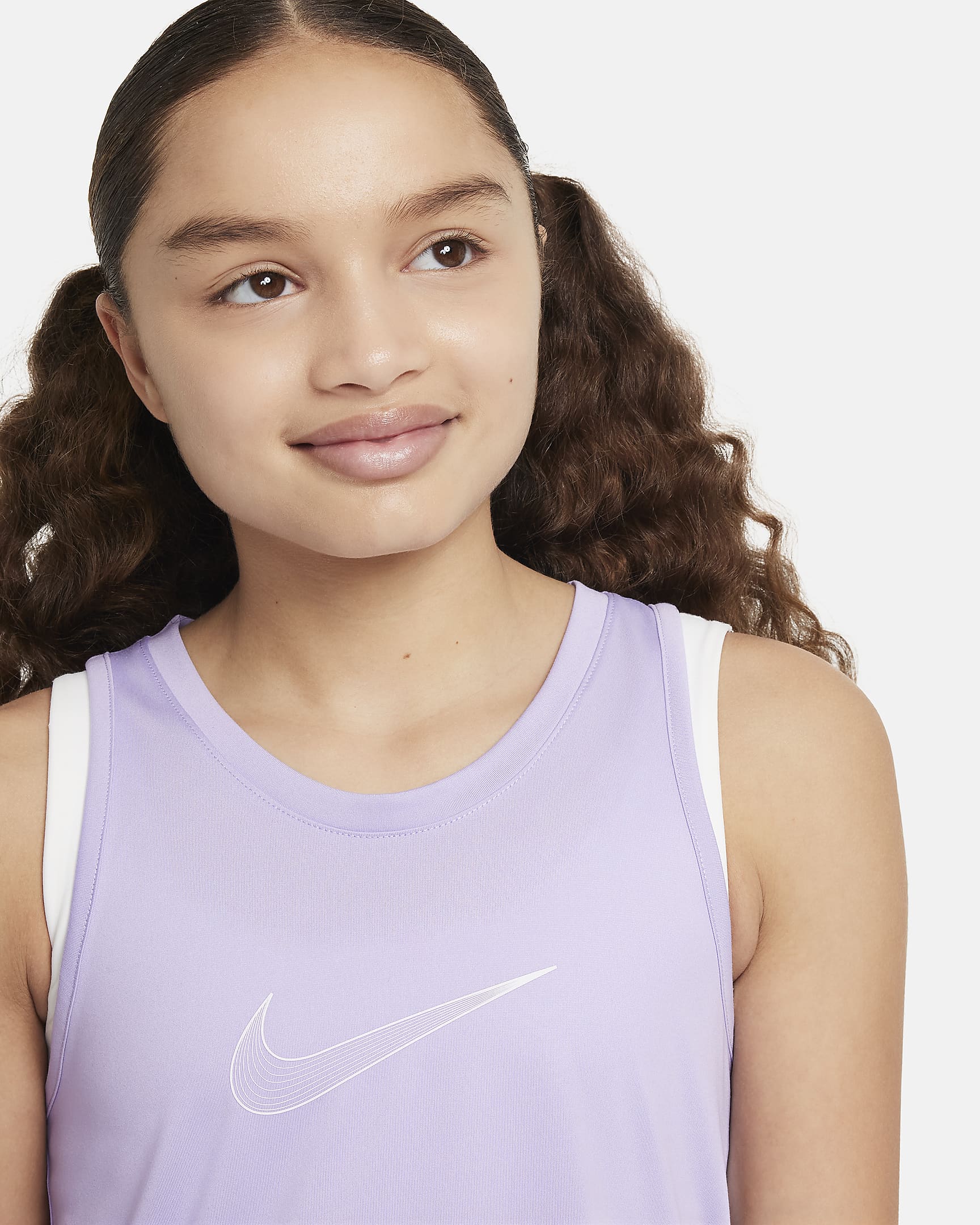 Nike One Older Kids' (Girls') Dri-FIT Training Tank - Hydrangeas/White