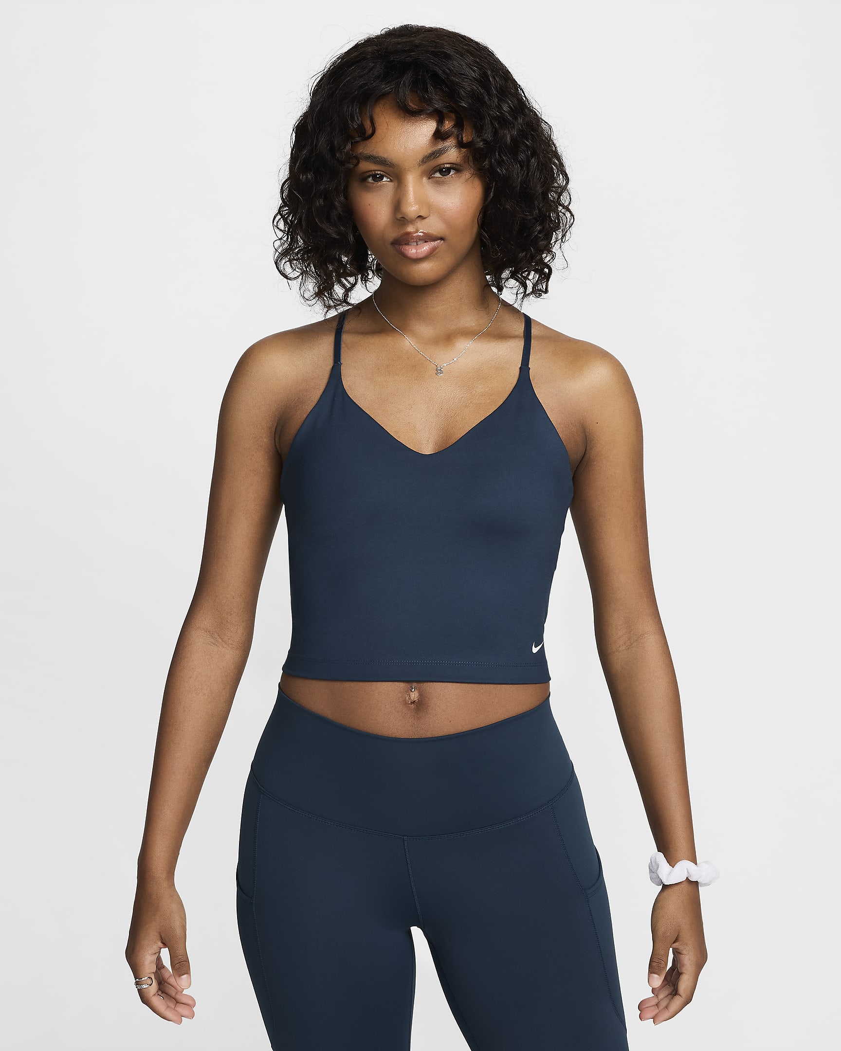 Nike Indy Women's Light-Support Padded Sports Bra Tank - Armory Navy/White