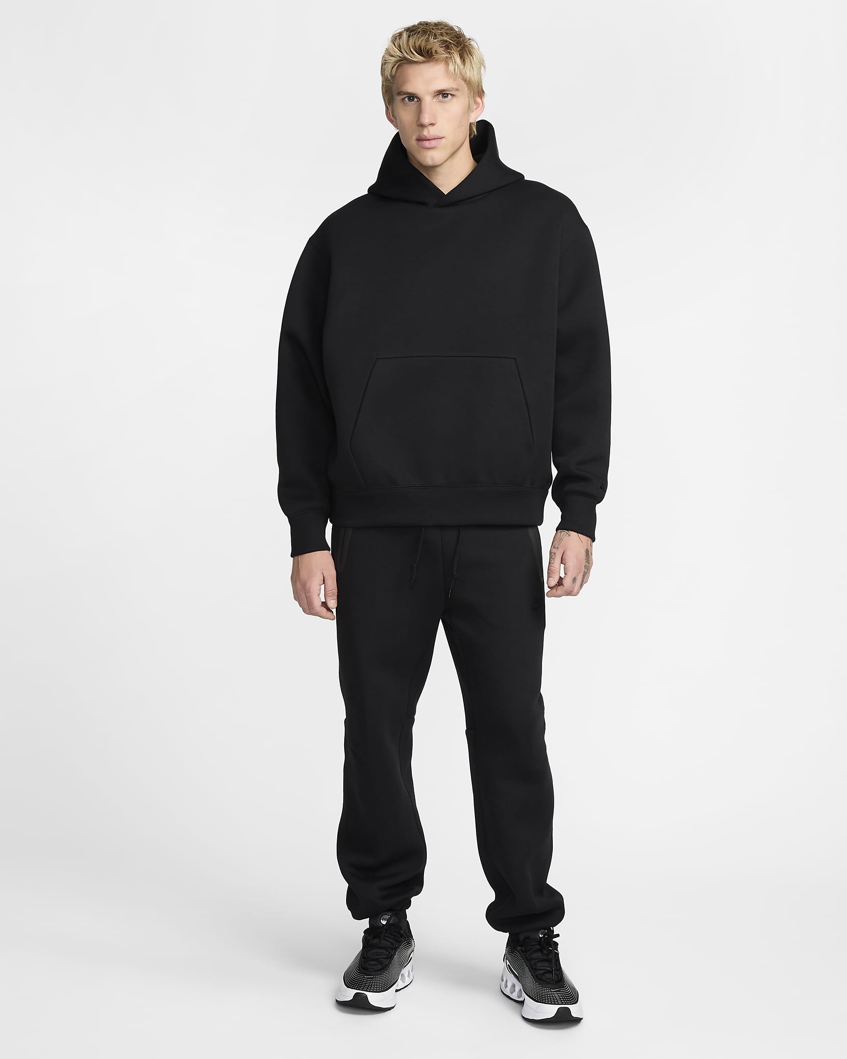 Nike Tech Men's Fleece Open-Hem Trousers - Black/Black