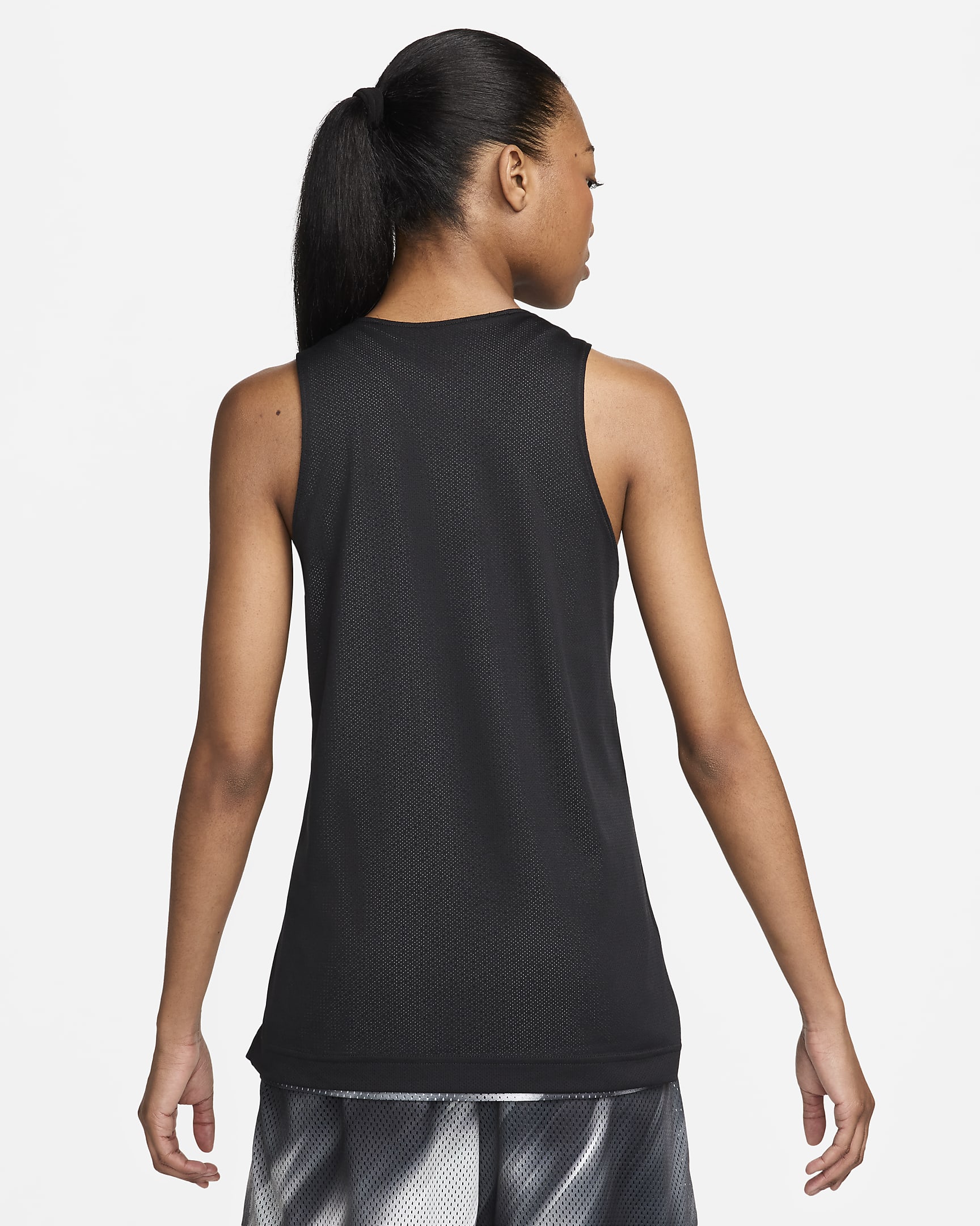 Camiseta de tirantes de básquetbol Dri-FIT reversible para mujer Nike Swoosh Fly - Negro/Blanco