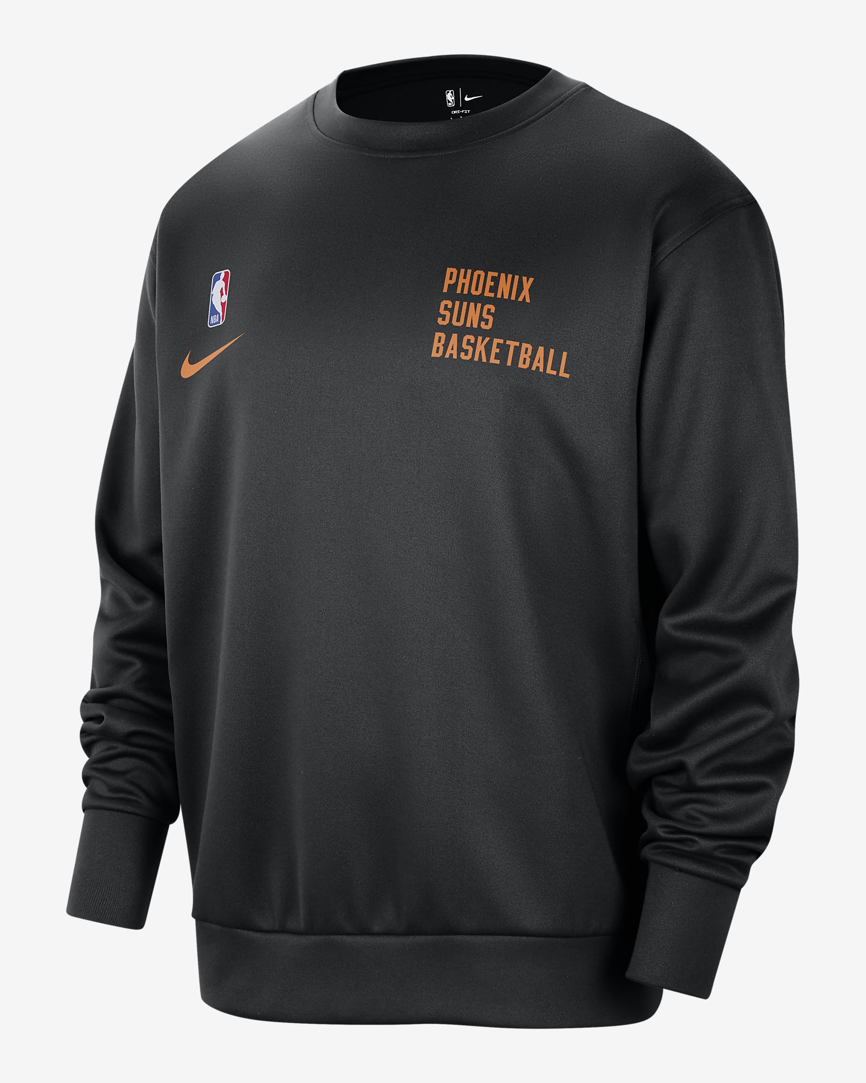 Phoenix Suns Spotlight Men's Nike Dri-FIT NBA Crew-Neck Sweatshirt - Black/Clay Orange