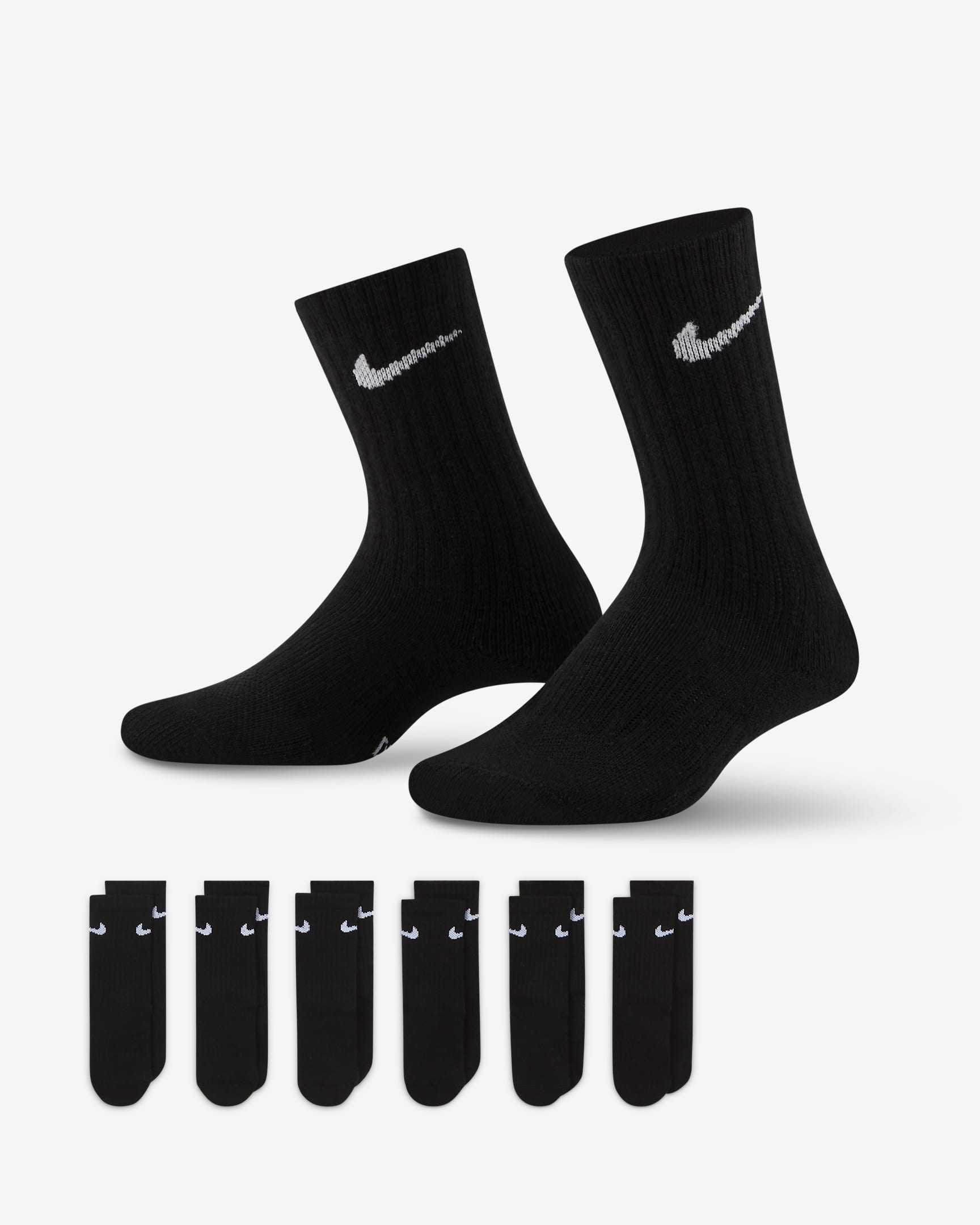 Nike Dri-FIT Performance Basics Little Kids' Crew Socks (6 Pairs) - Black