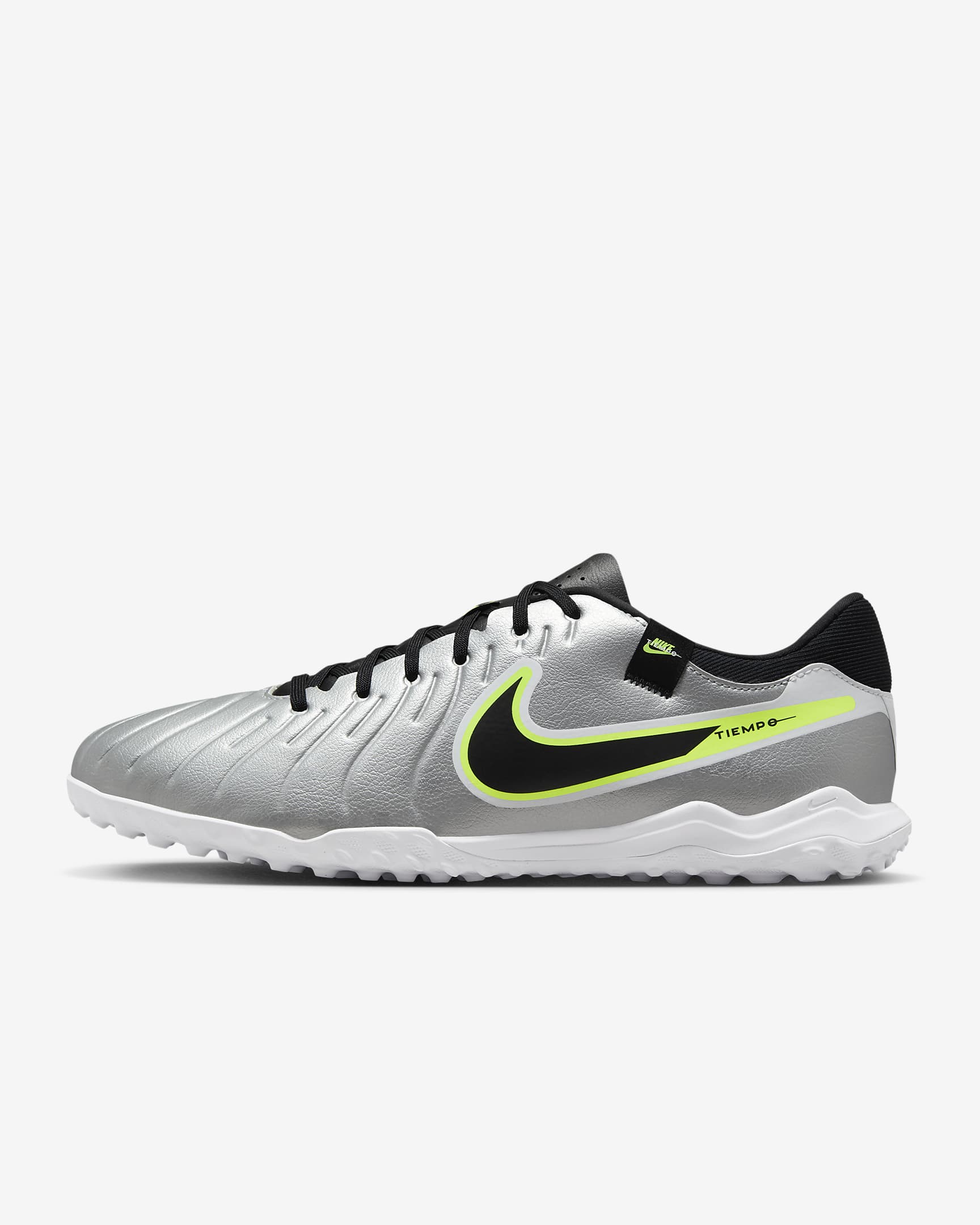 Nike Tiempo Legend 10 Academy Turf Low-Top Football Shoes - Metallic Silver/Volt/Black