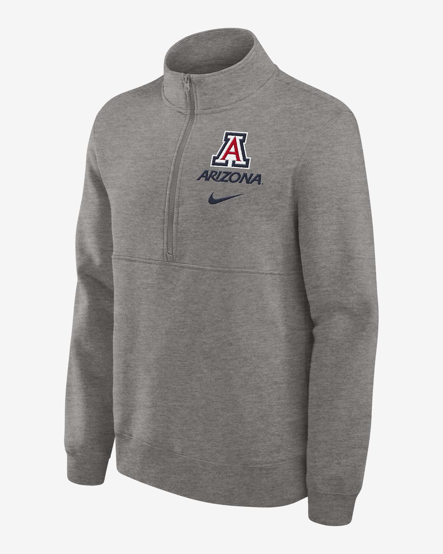 Arizona Wildcats Primetime Club Men's Nike College 1/2-Zip Crew - Grey Heather