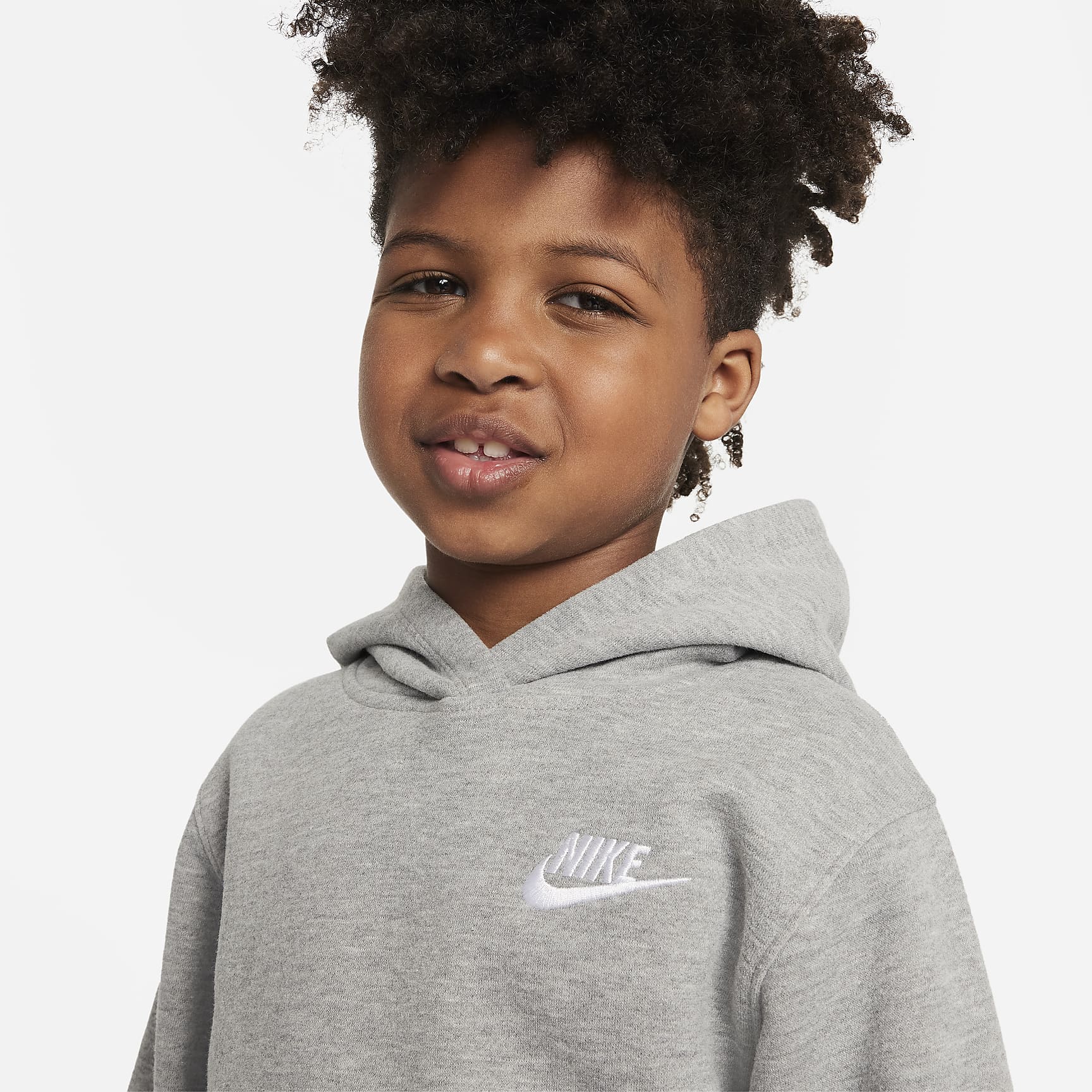 Nike Sportswear Club Fleece Pullover Younger Kids' Hoodie - Dark Grey Heather