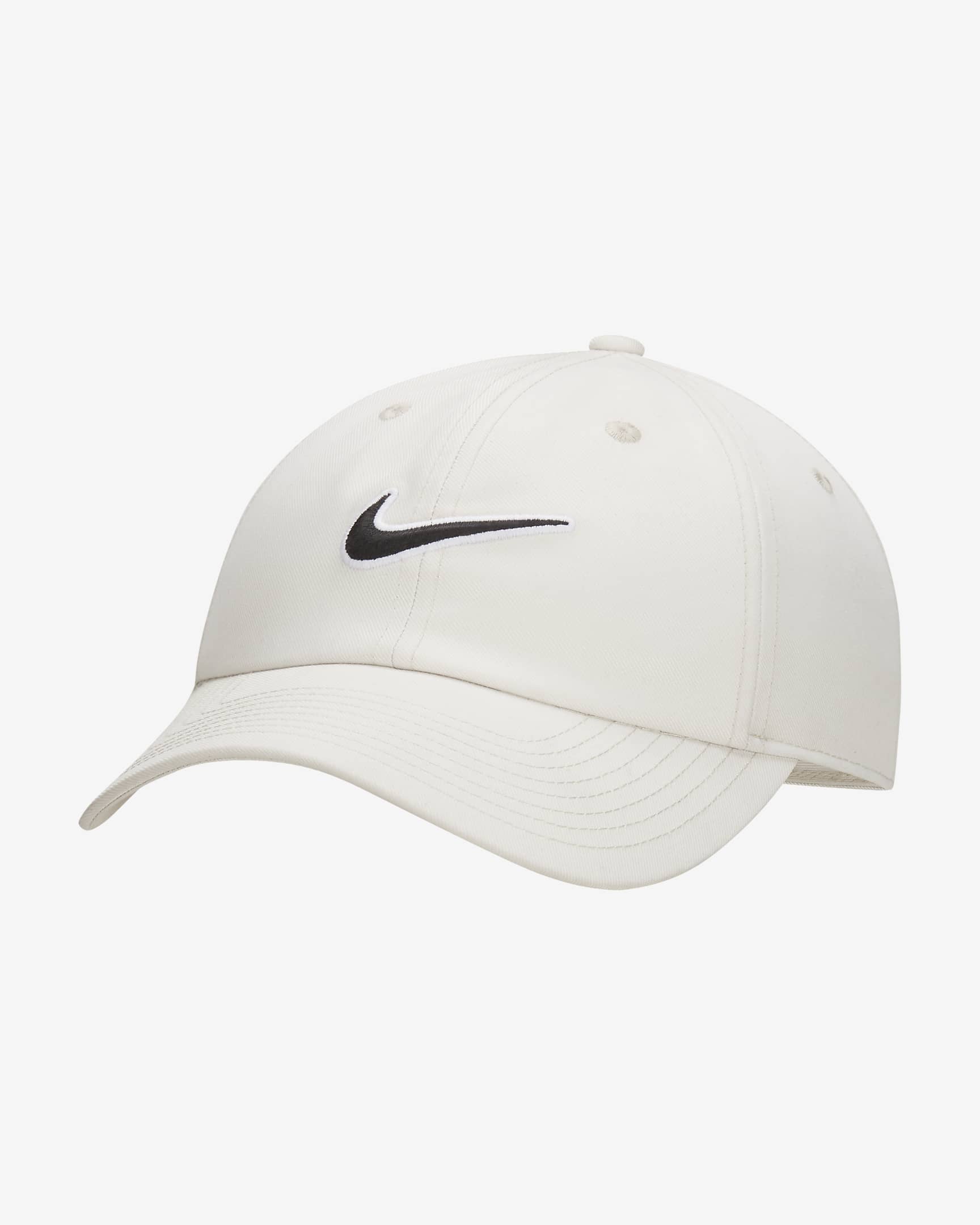 Ostrukturerad keps Nike Club med Swoosh-logga - Light Bone/Svart