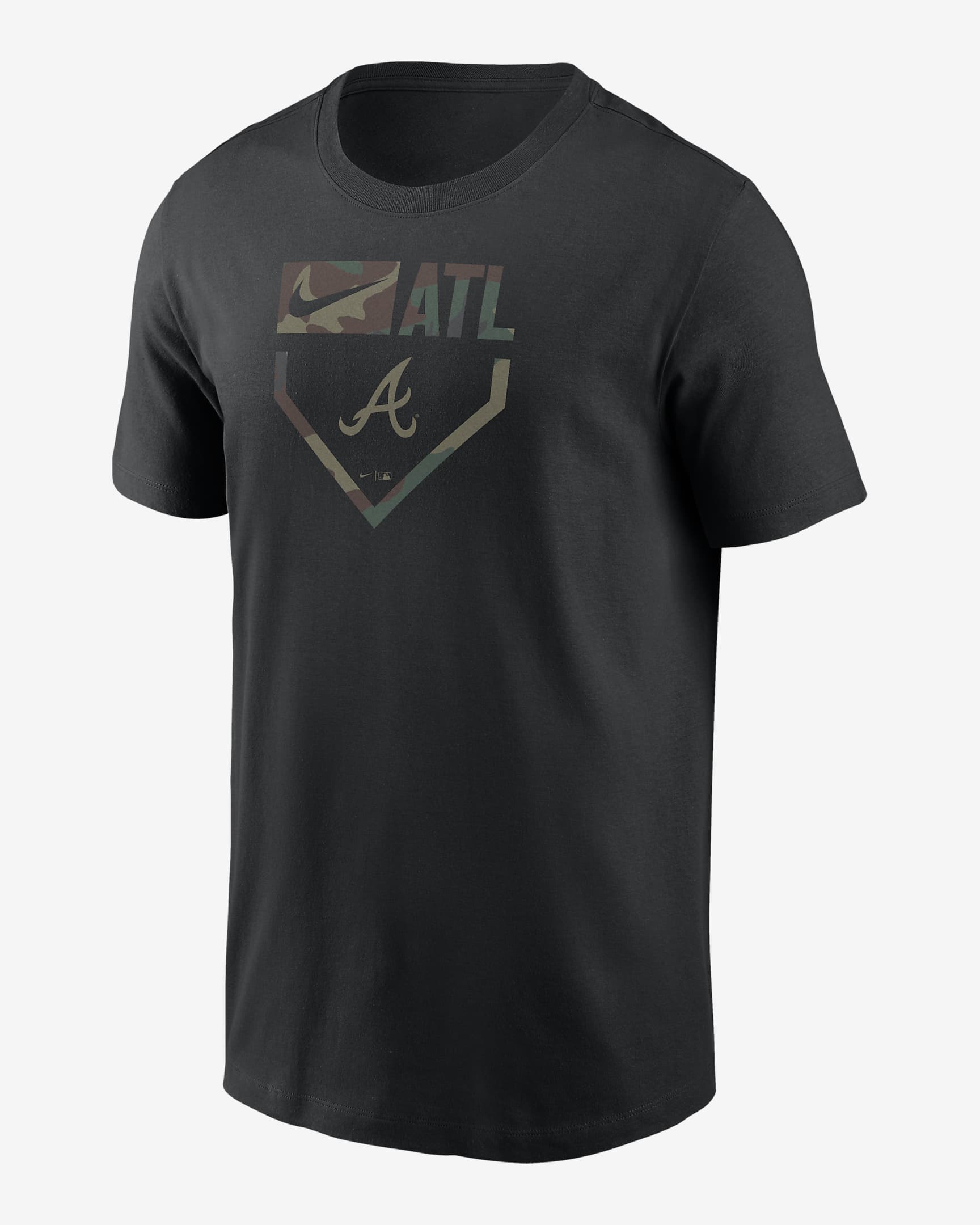 Playera Nike de la MLB para hombre Atlanta Braves Camo - Negro