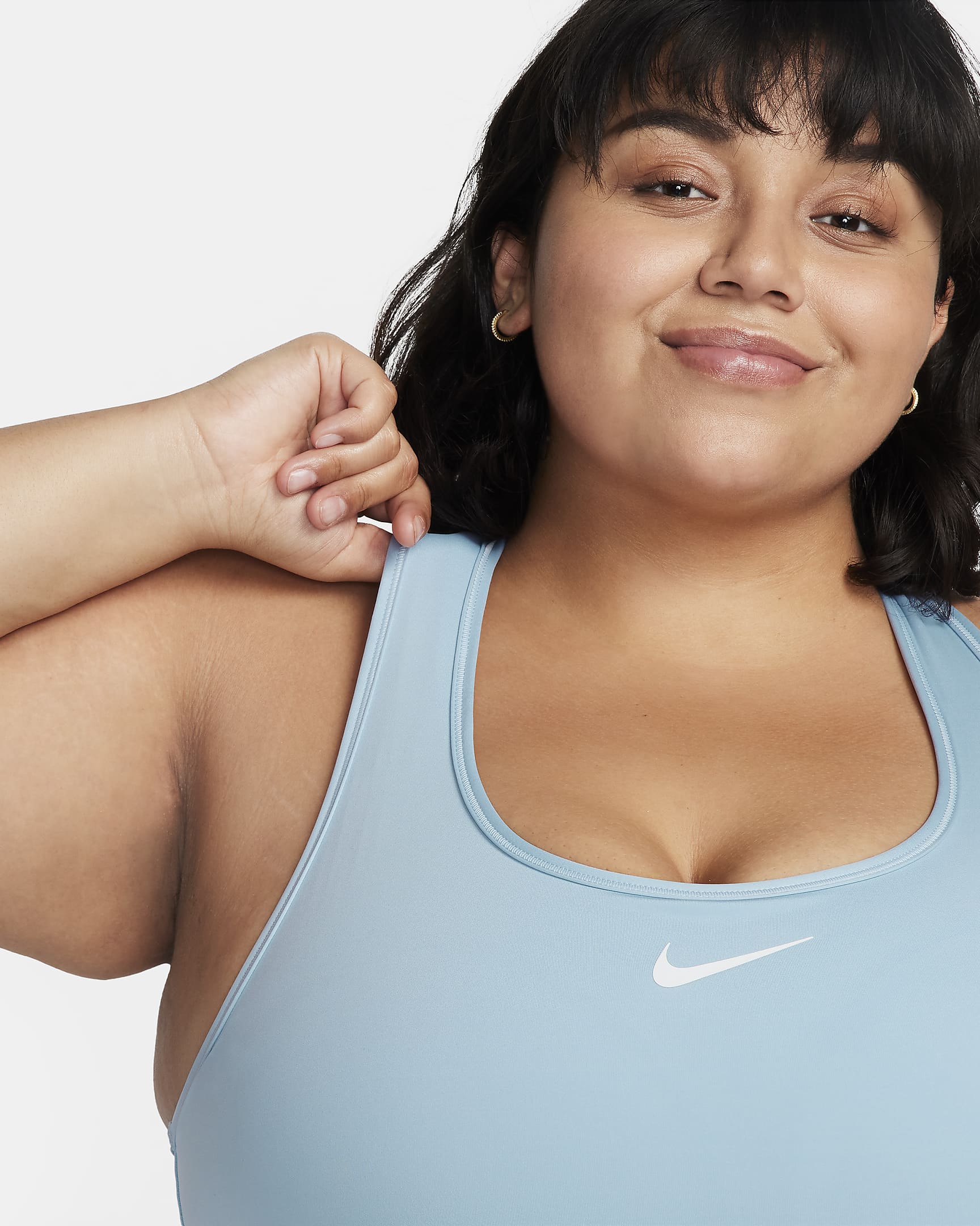 Nike Swoosh Medium-Support Women's Padded Sports Bra (Plus Size) - Light Armoury Blue/White