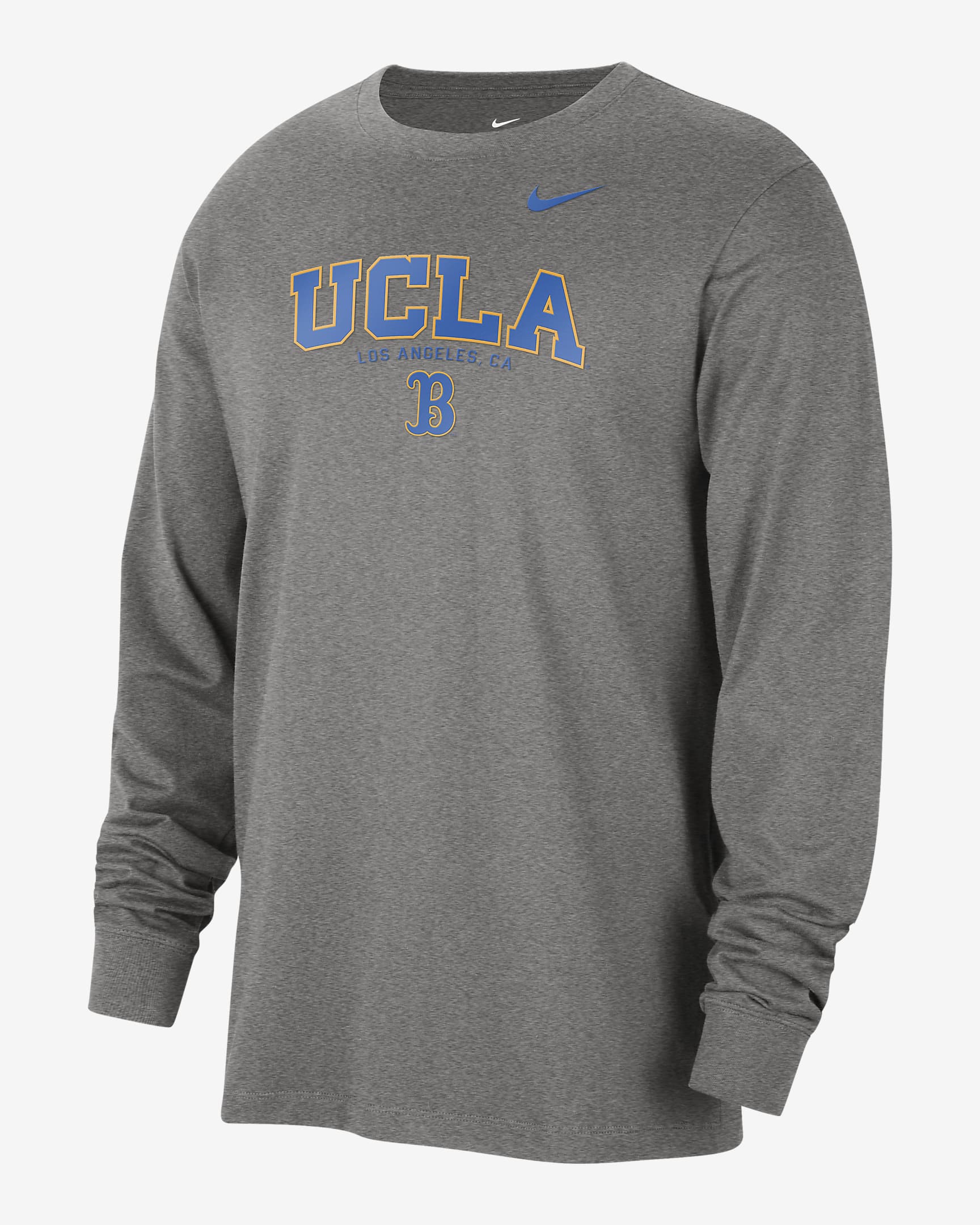 UCLA Men's Nike College Crew-Neck Long-Sleeve T-Shirt - Dark Grey Heather