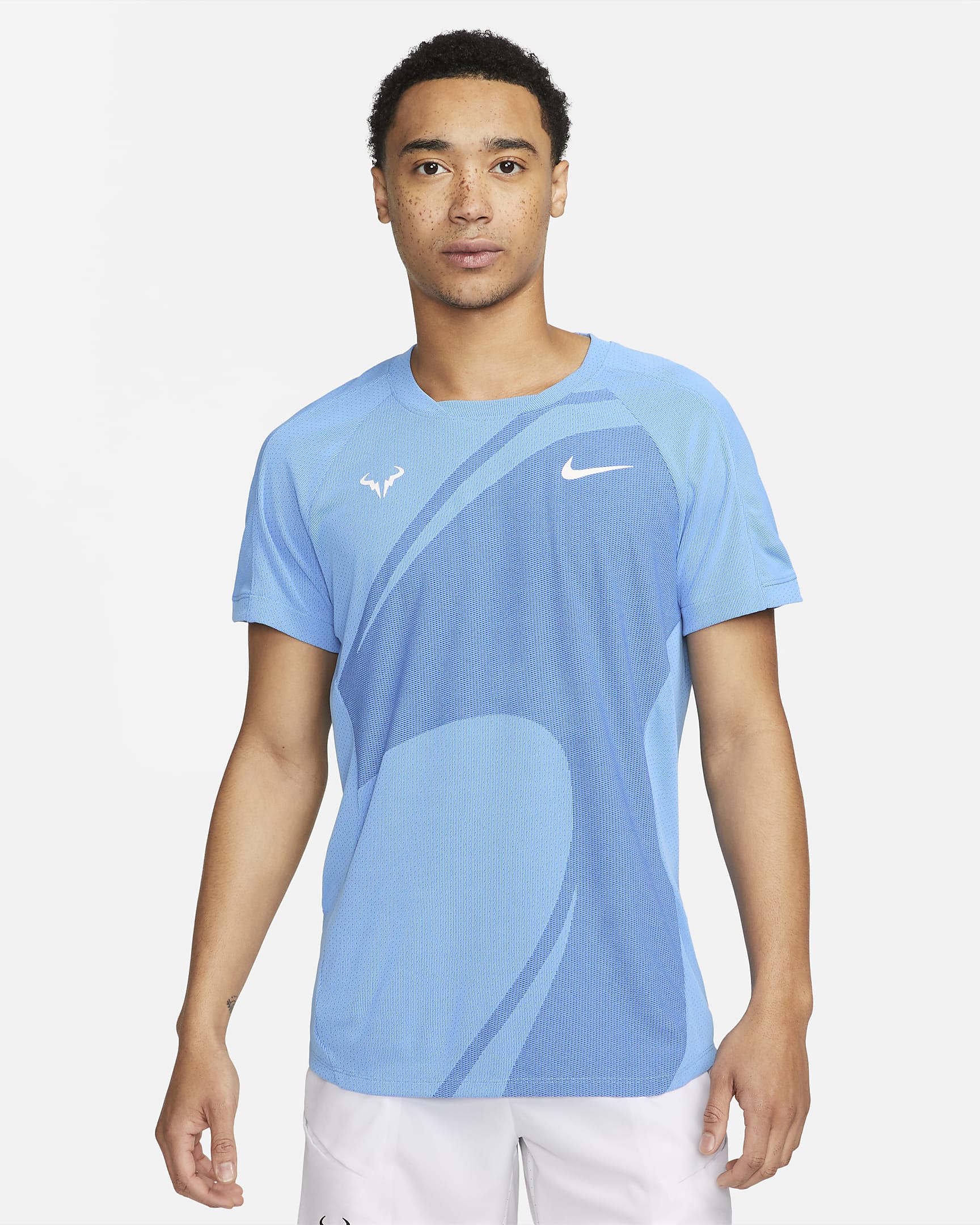 ラファ メンズ ナイキ Dri-FIT ADV ショートスリーブ テニストップ - ユニバーシティブルー/ホワイト