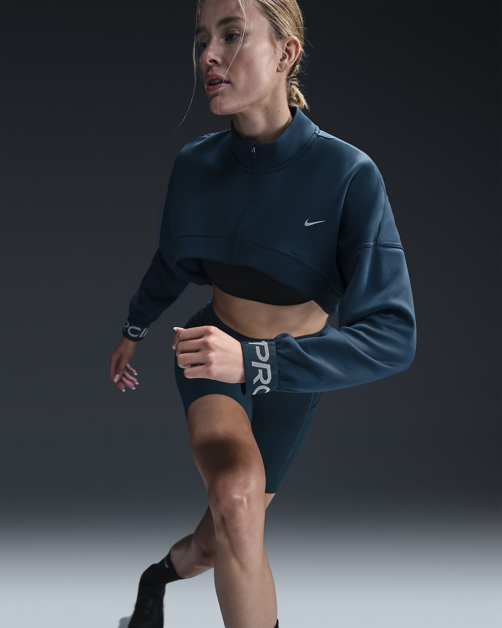 Nike Pro-trøje i fleece til kvinder - Armory Navy