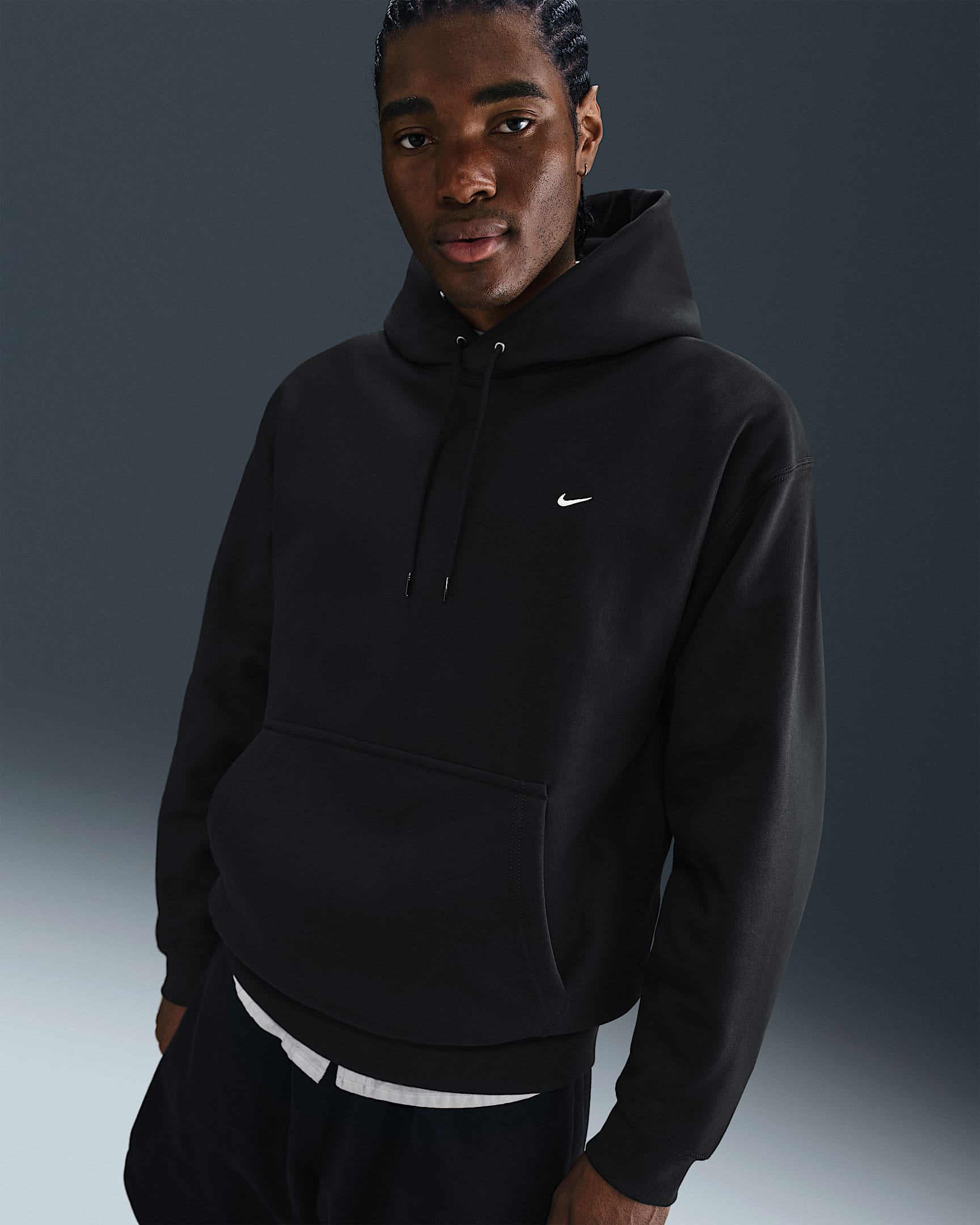 Nike Solo Swoosh Kapüşonlu Erkek Sweatshirt'ü - Siyah/Siyah/Beyaz