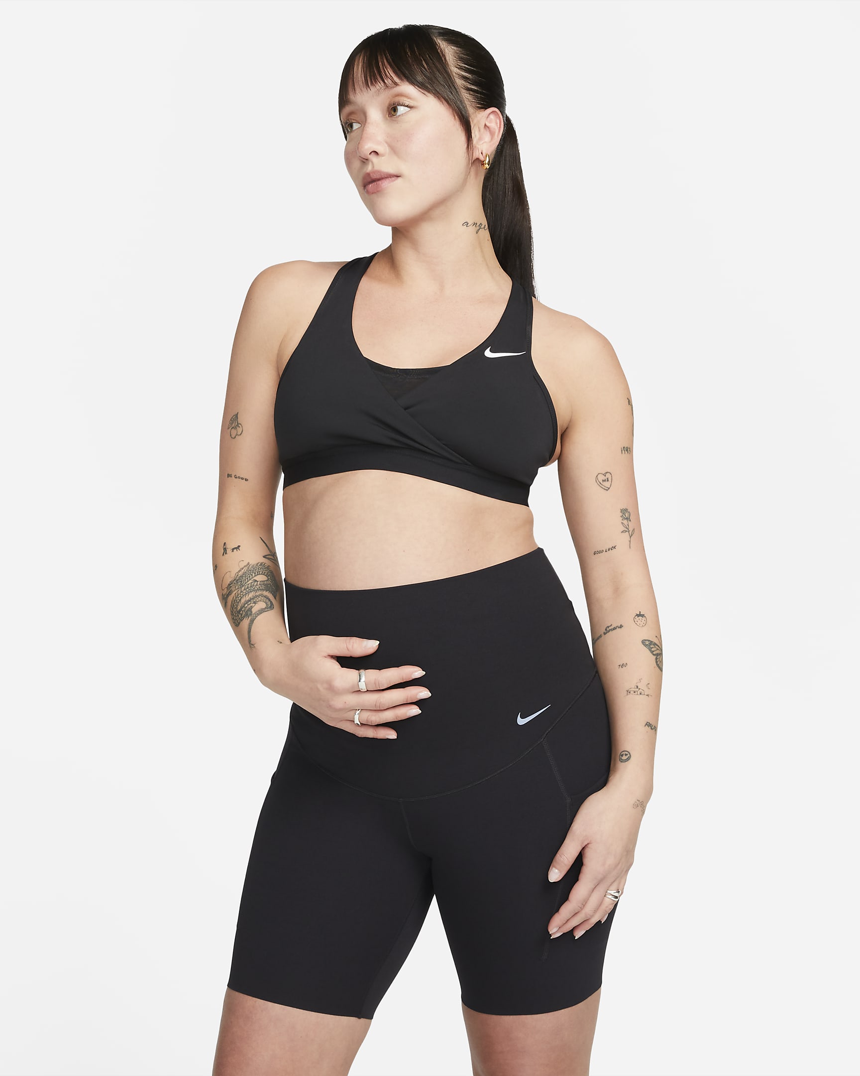 Nike Zenvy (M) Women's Gentle-support High-waisted 20cm (approx.) Biker Shorts with Pockets (Maternity) - Black