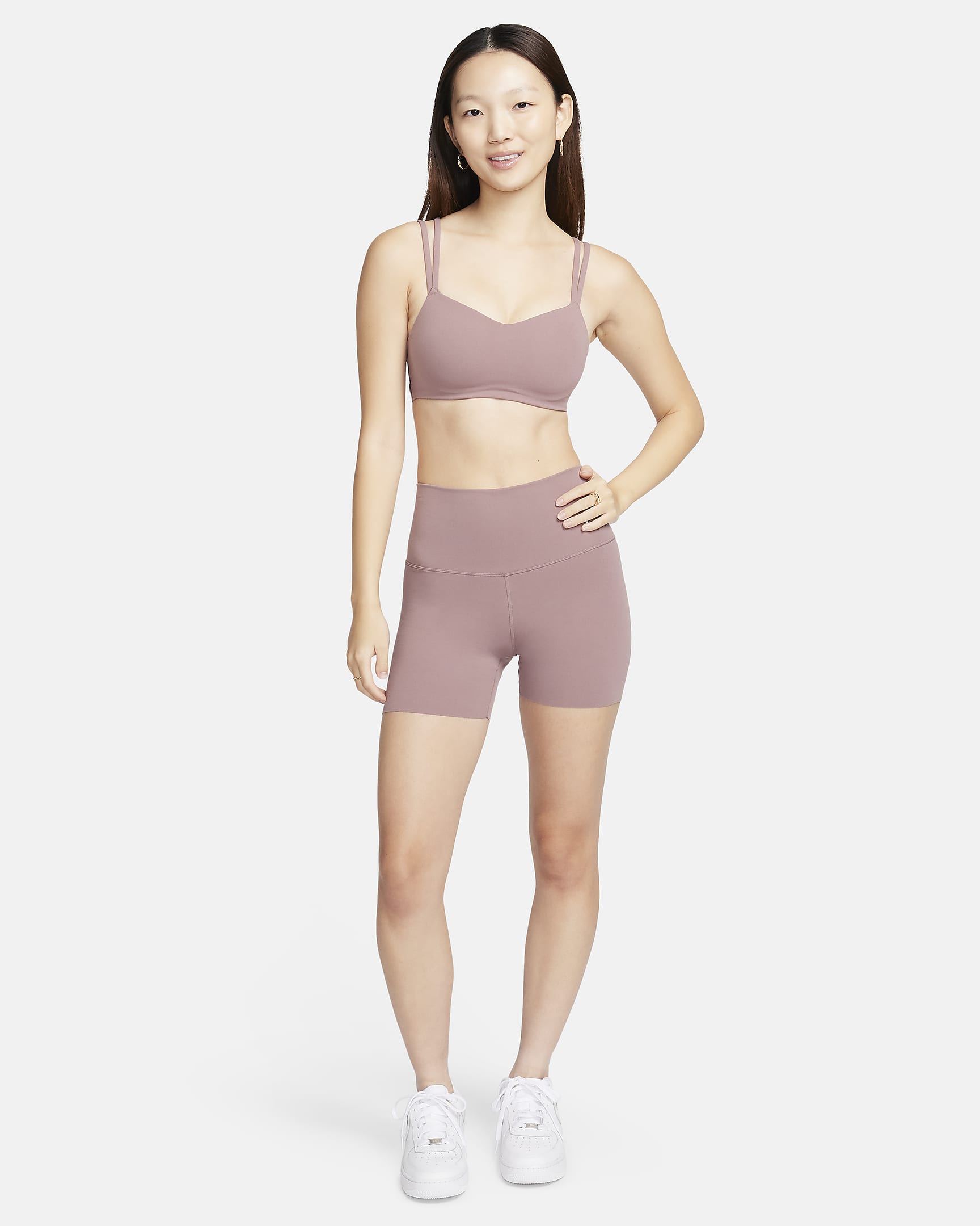 Nike Zenvy Strappy Women's Light-Support Padded Sports Bra - Smokey Mauve/White